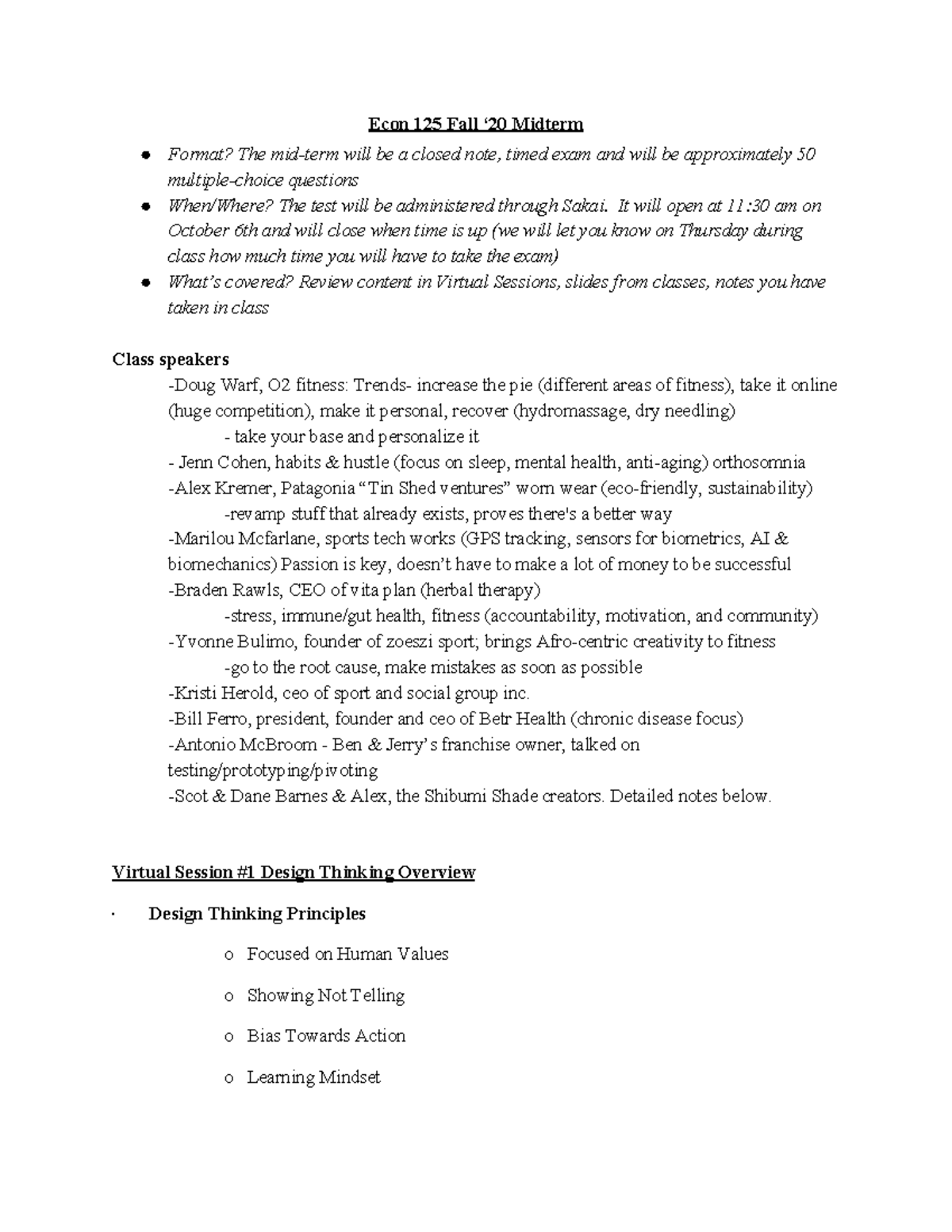 Econ 125 Fall '20 Midterm Study Guide: Key Concepts & Quiz Prep - Studocu