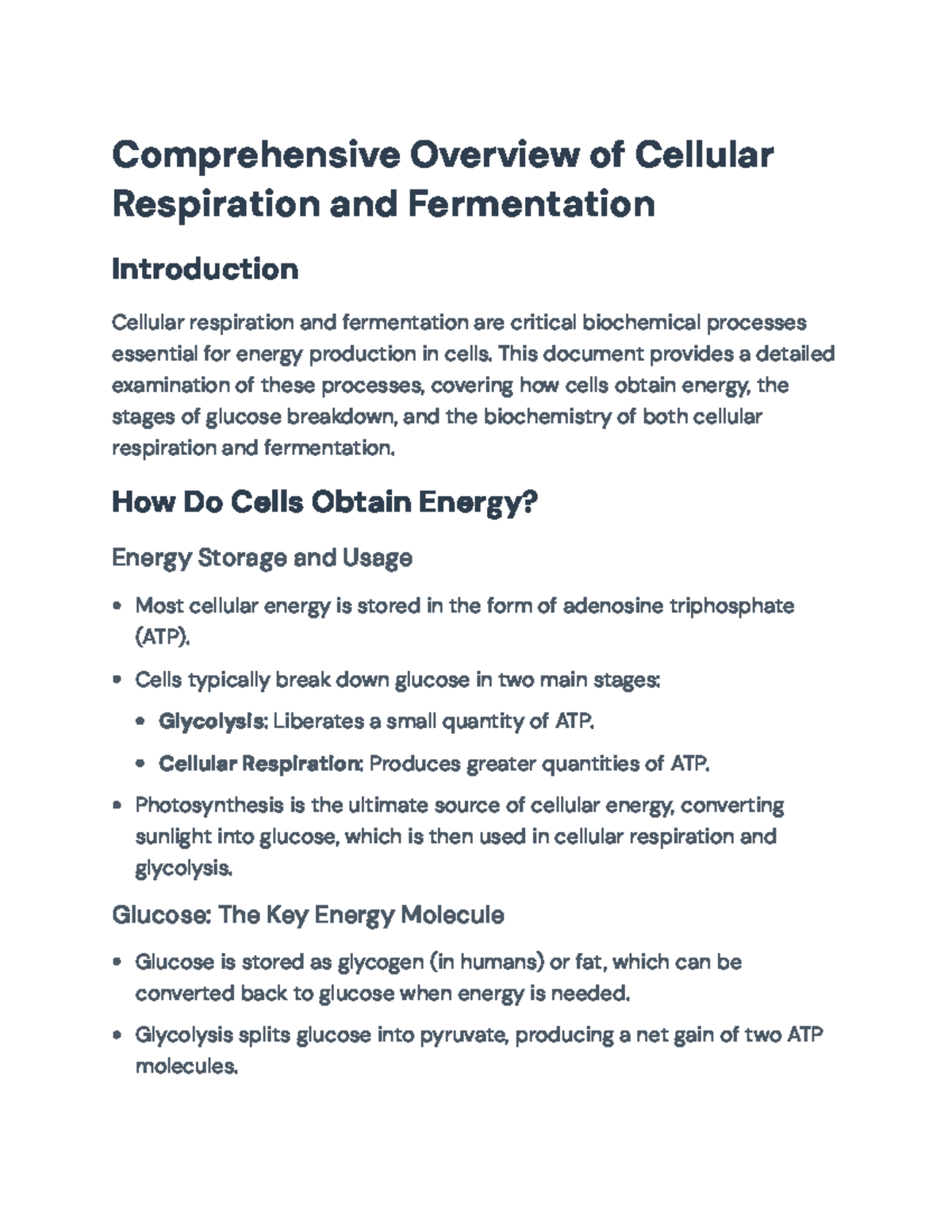 Cellular Respiration & Fermentation Overview (Bio 101 Lecture Notes ...