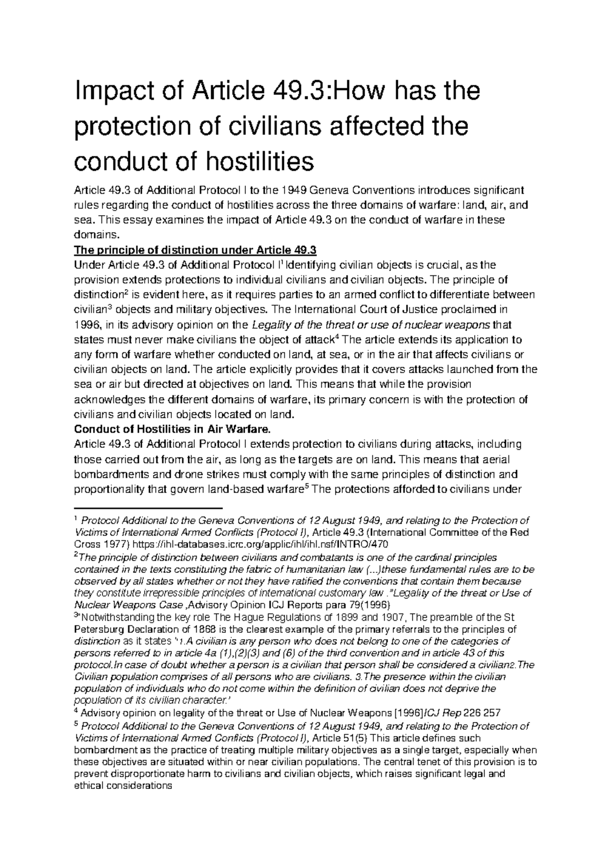 Analysing the Impact of article 49.3 of the geneva convention - Impact ...