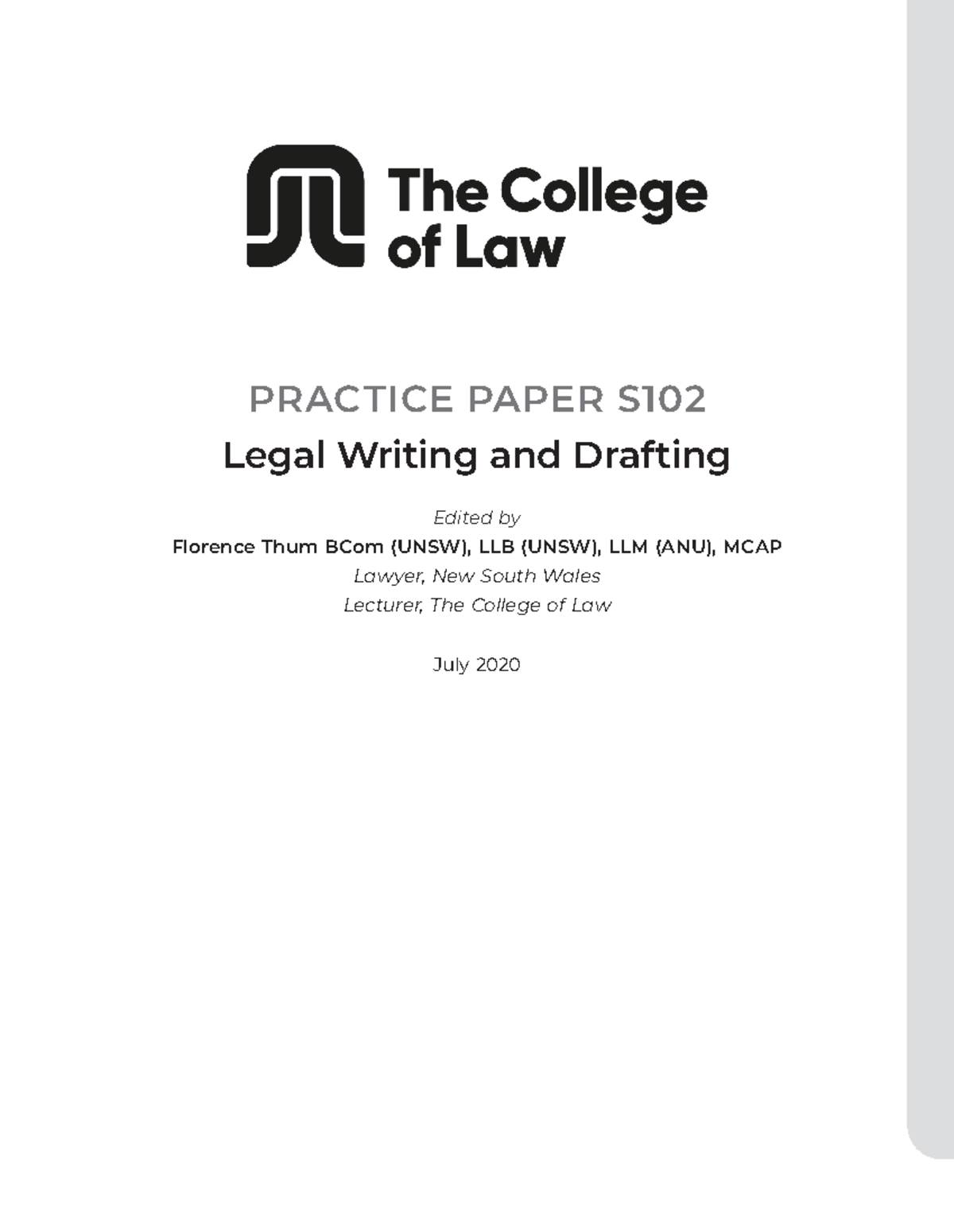 Final Practice Paper S102: Legal Writing & Drafting Techniques - Studocu