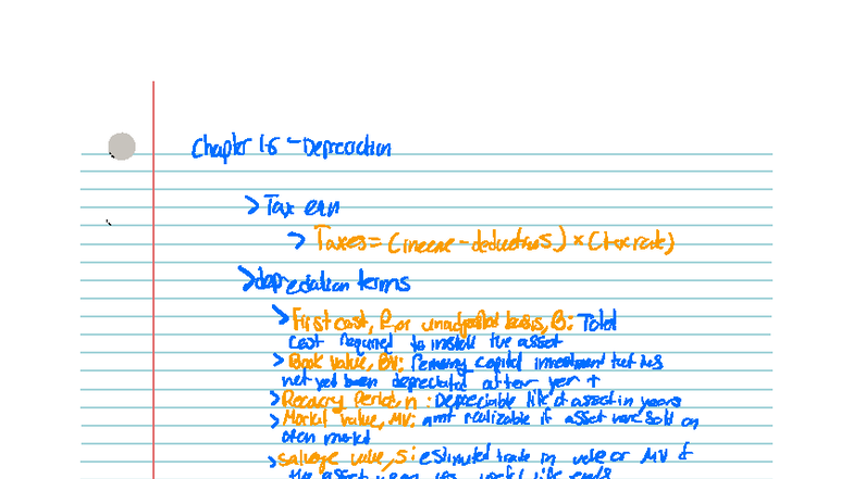 Chapter 16 Class Notes on Depreciation and Tax Deductions - Studocu