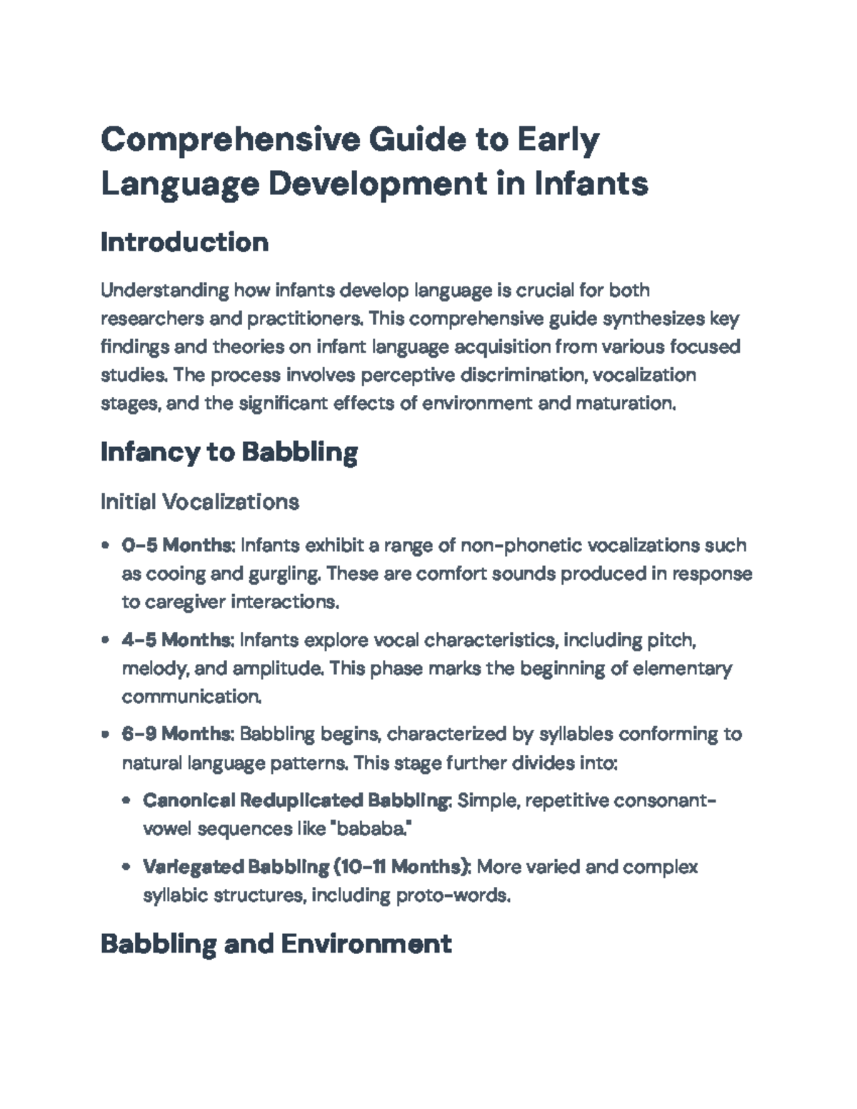 Comprehensive Guide to Early Language Development in Infants ...