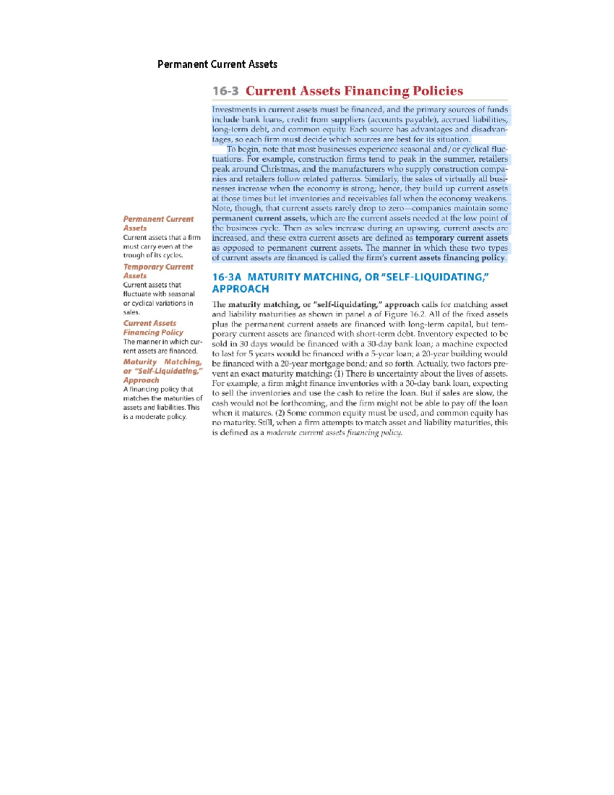 Current Assets Financing Policies: Permanent vs. Temporary Assets - Studocu