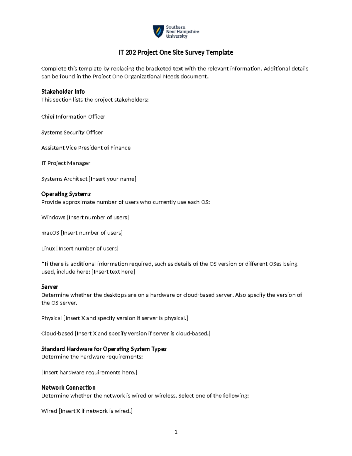IT 202 Project One: Comprehensive Site Survey Template - Studocu