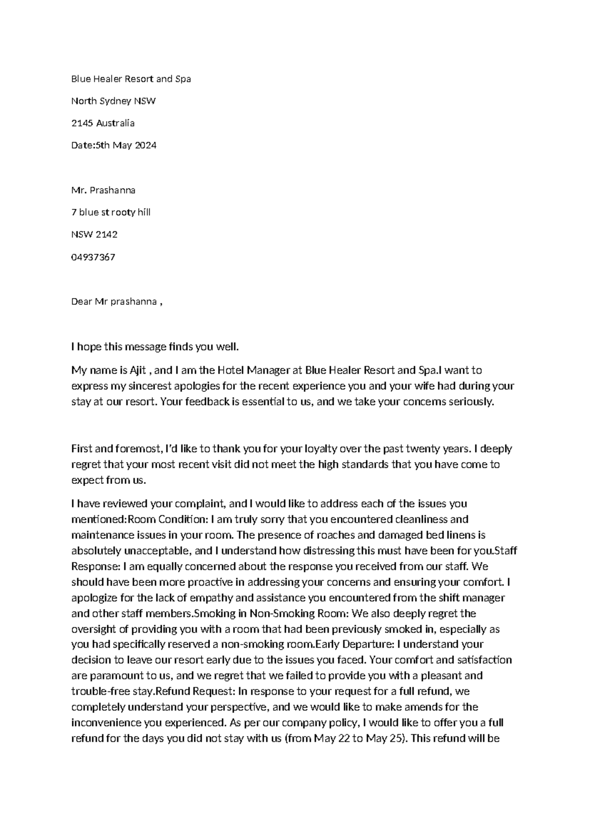 Sitxccs 015 - Ajit - Customer Complaint Response Template - Studocu