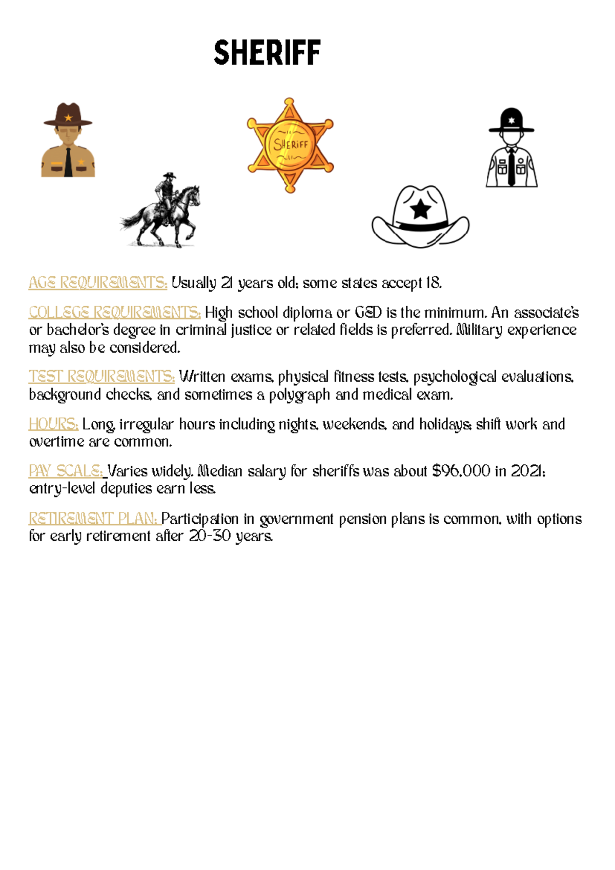 Becoming a Sheriff Key Information - Sheriff AGE REQUIREMENTS: Usually ...