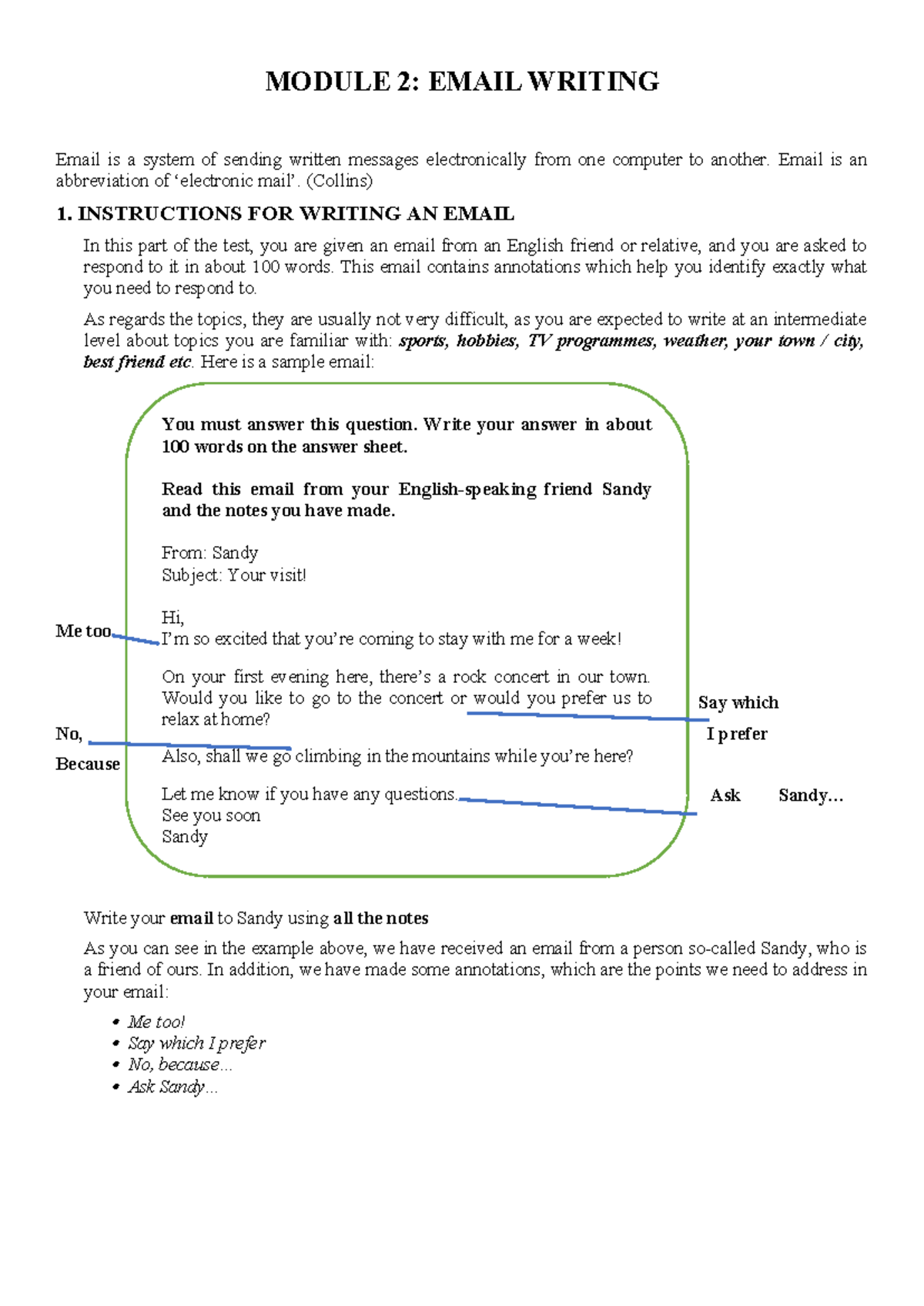 Writing an email - MODULE 2: EMAIL WRITING Email is a system of sending ...