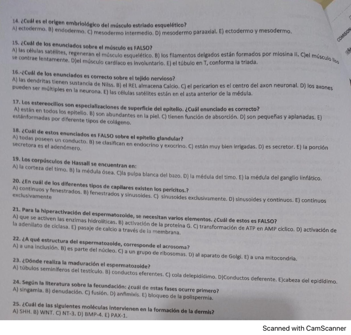Examen Parcial de Embriología e Histología - HyE 1 - Document Preview