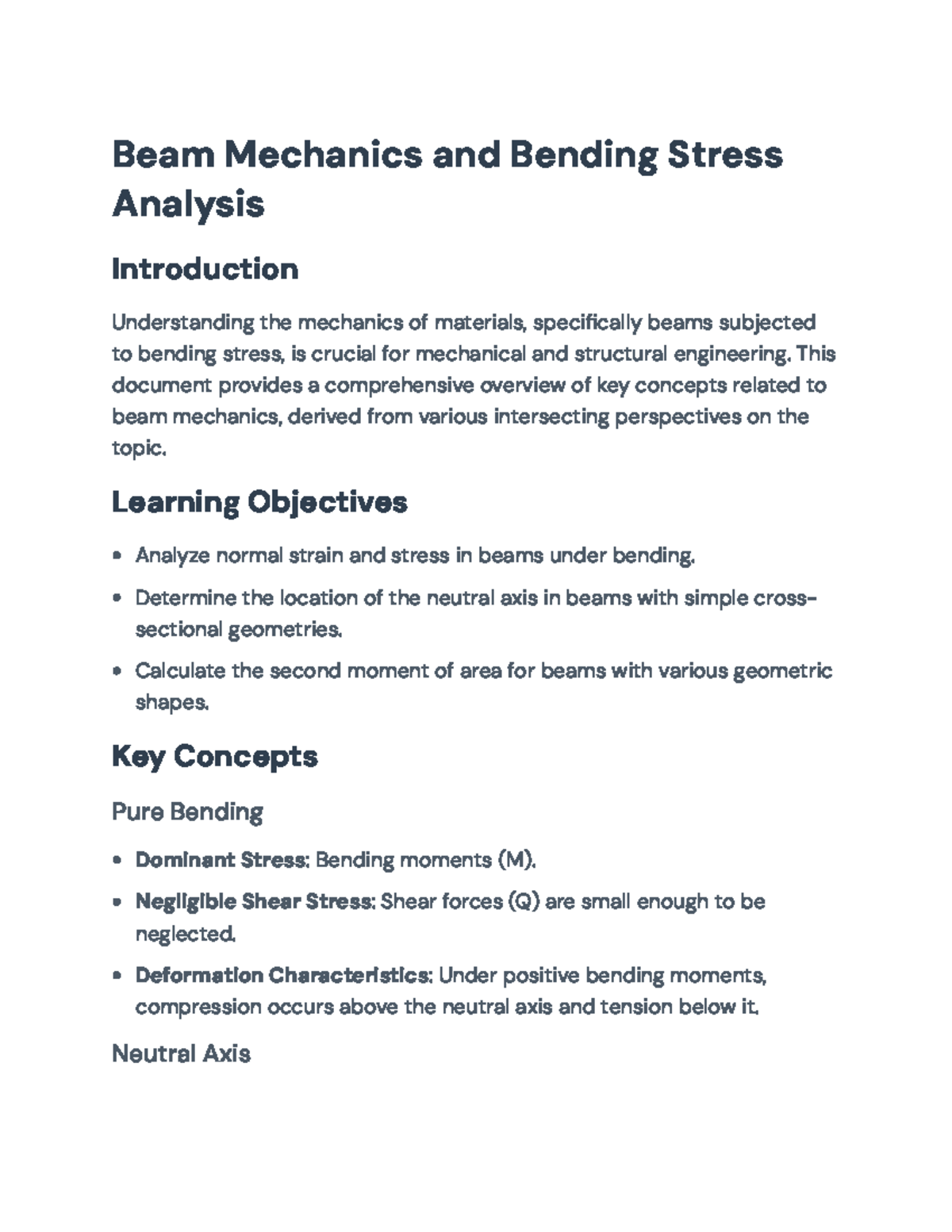 Beam Mechanics and Bending Stress Analysis (ENG101) - Beam Mechanics ...