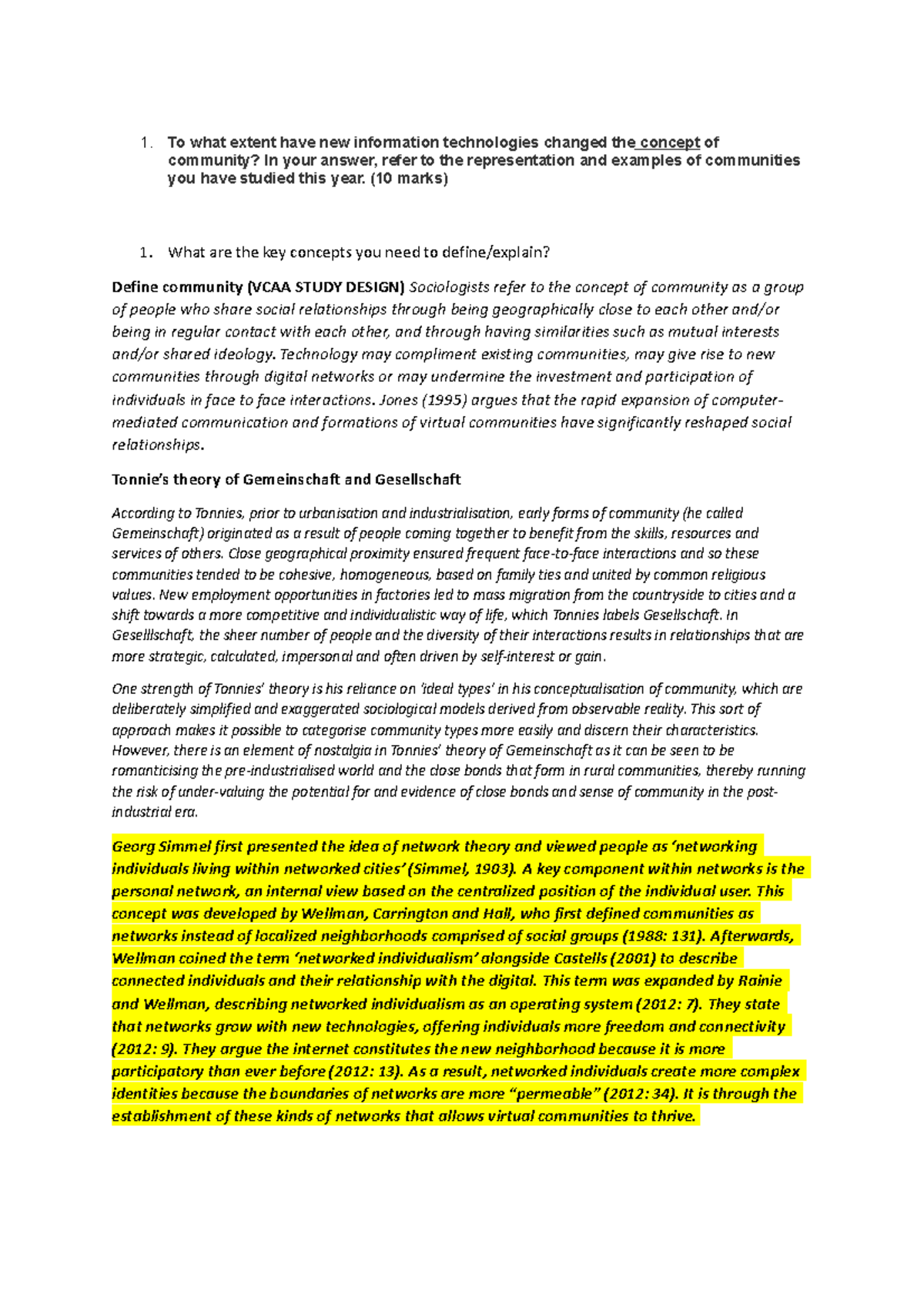 Impact of Technologies on Concept of community - 1. To what extent have ...