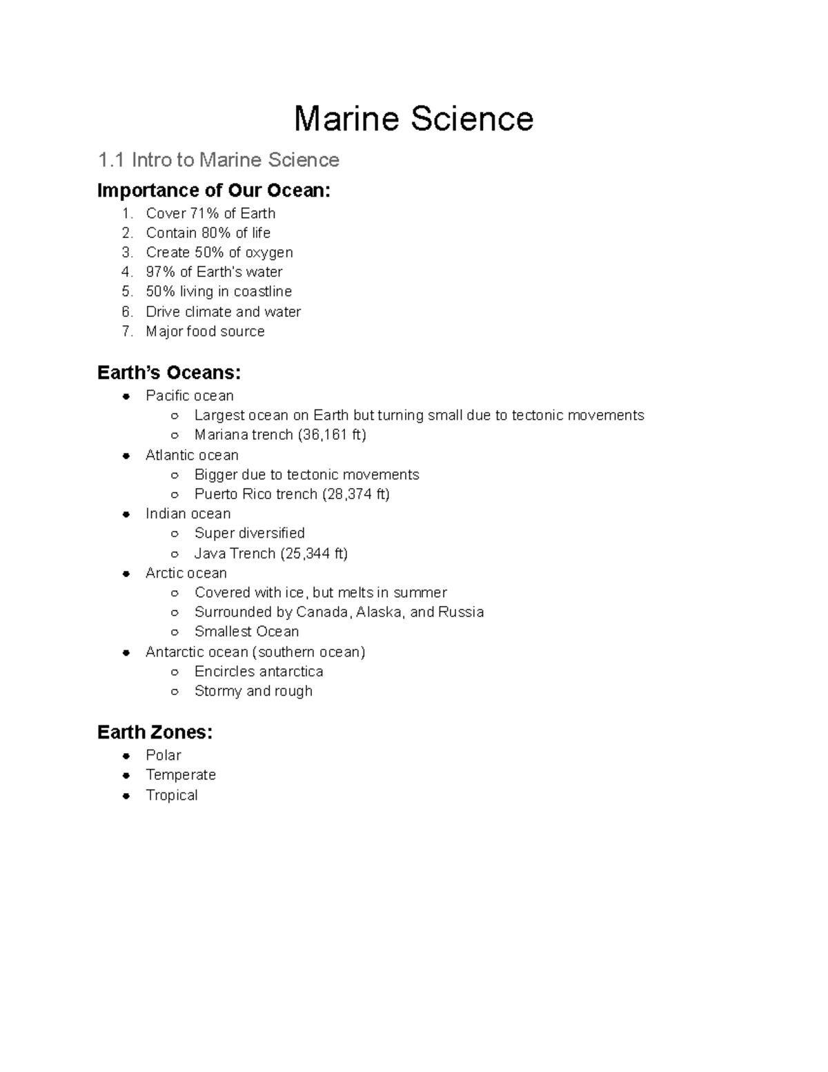 Marine Science 1.1: Importance of Our Oceans and Their Characteristics ...