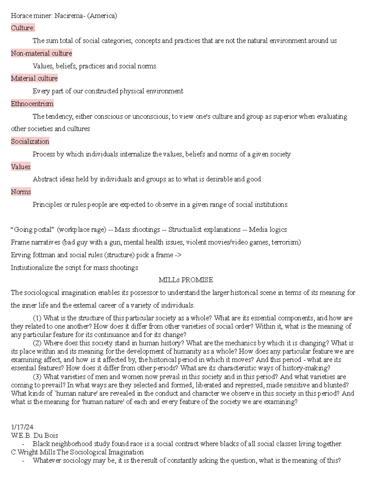 SOCI 101 First Exam Notes: Key Concepts in Sociology - Studocu