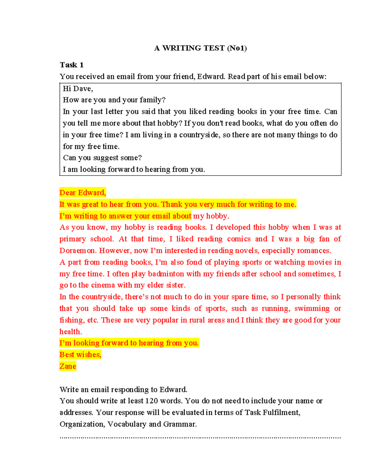 Writing Test 2 - Communication Skills & Email Response - Studocu