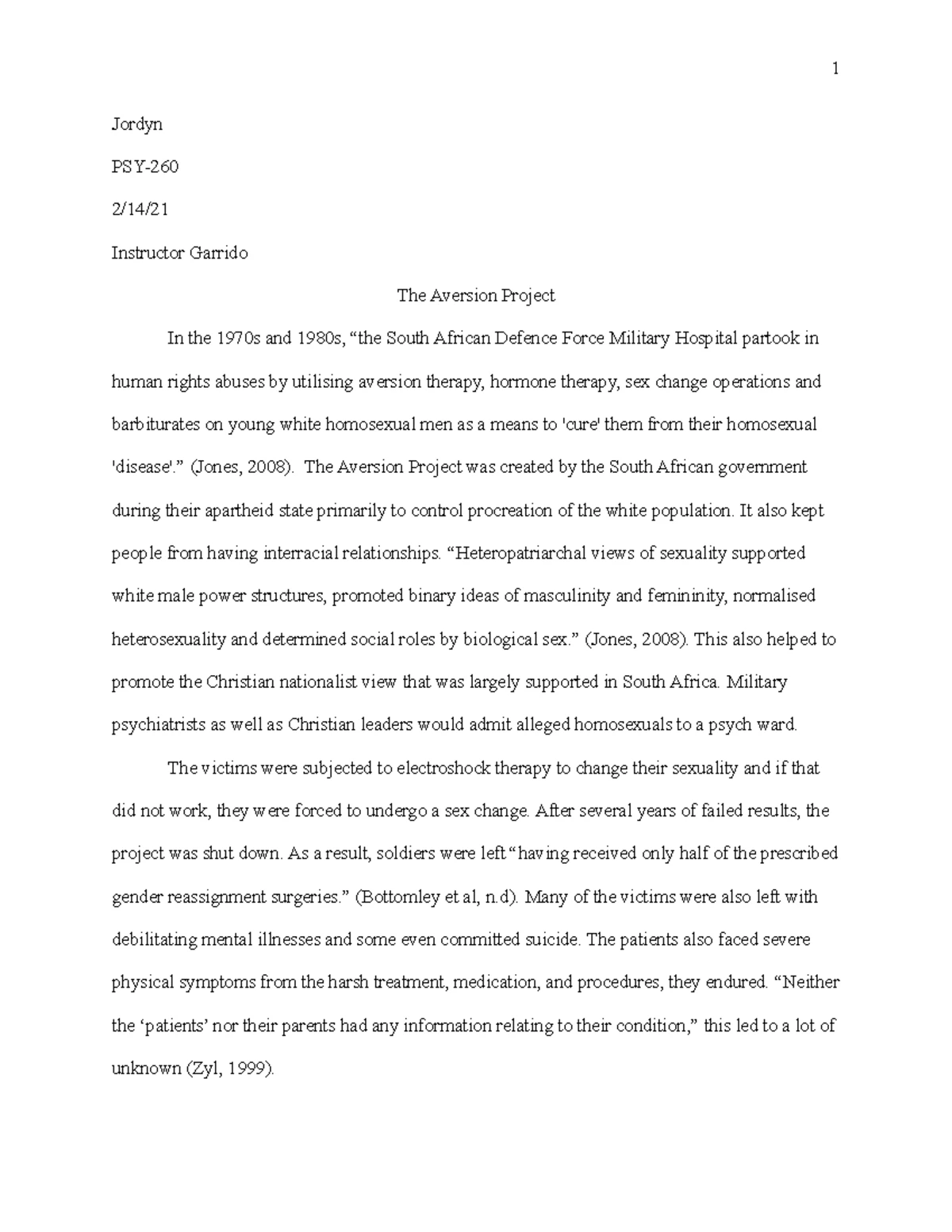PSY 260-O500: Research Disasters and Ethical Guidelines in Psychology ...