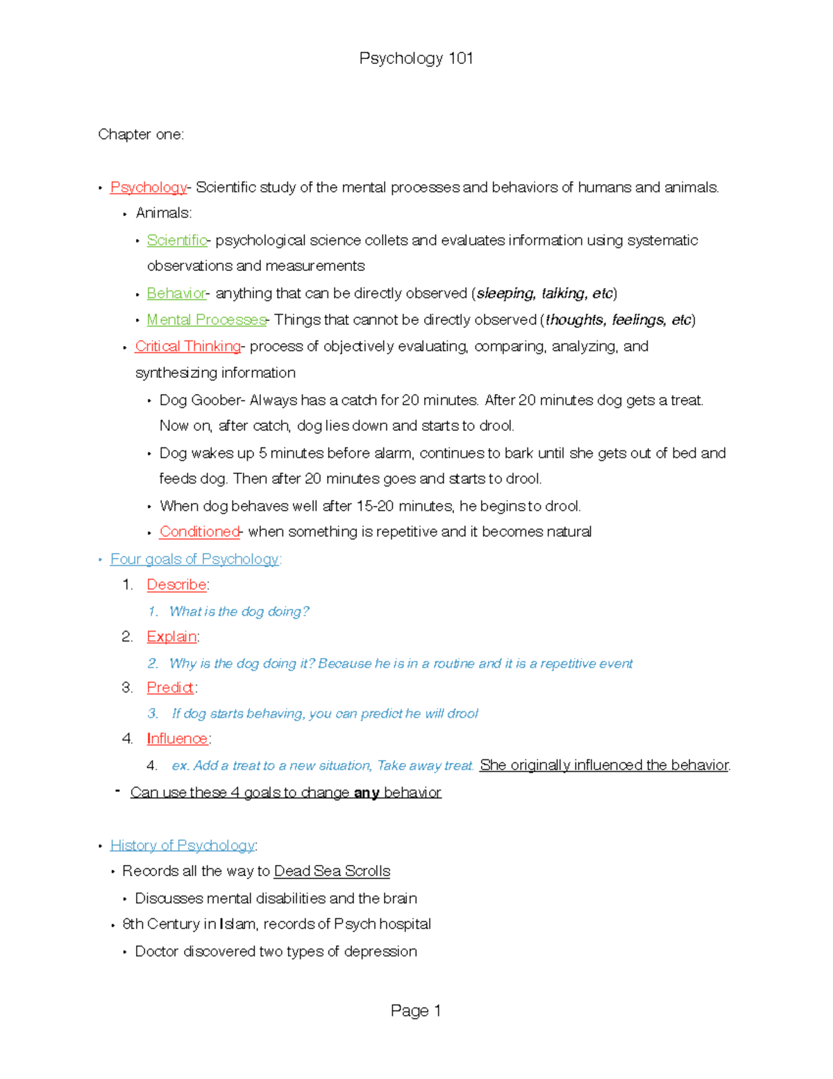 Psychology 101 Lecture Notes: Understanding the Foundations of Behavior ...