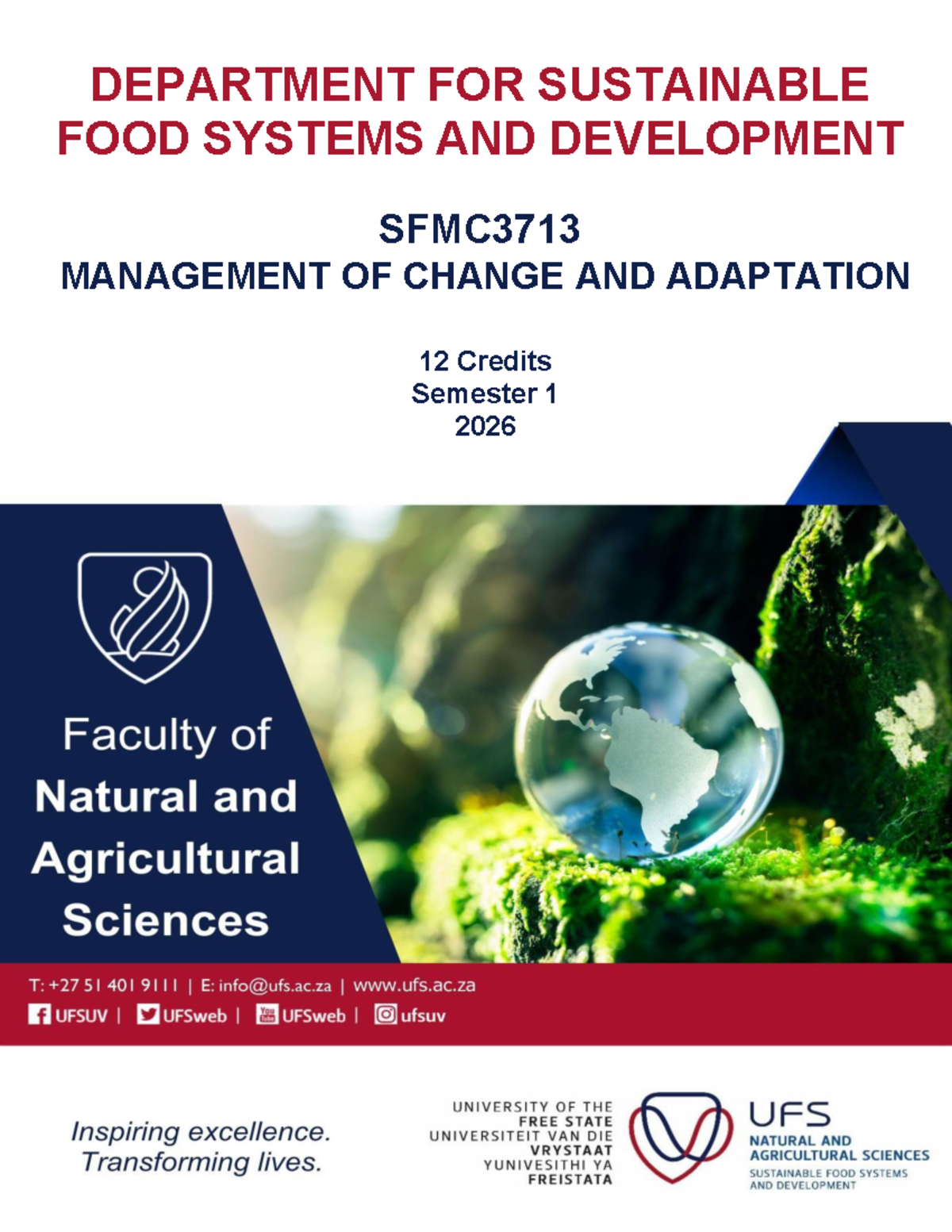 SFMC3713 Management of Change & Adaptation Syllabus Overview - Studocu