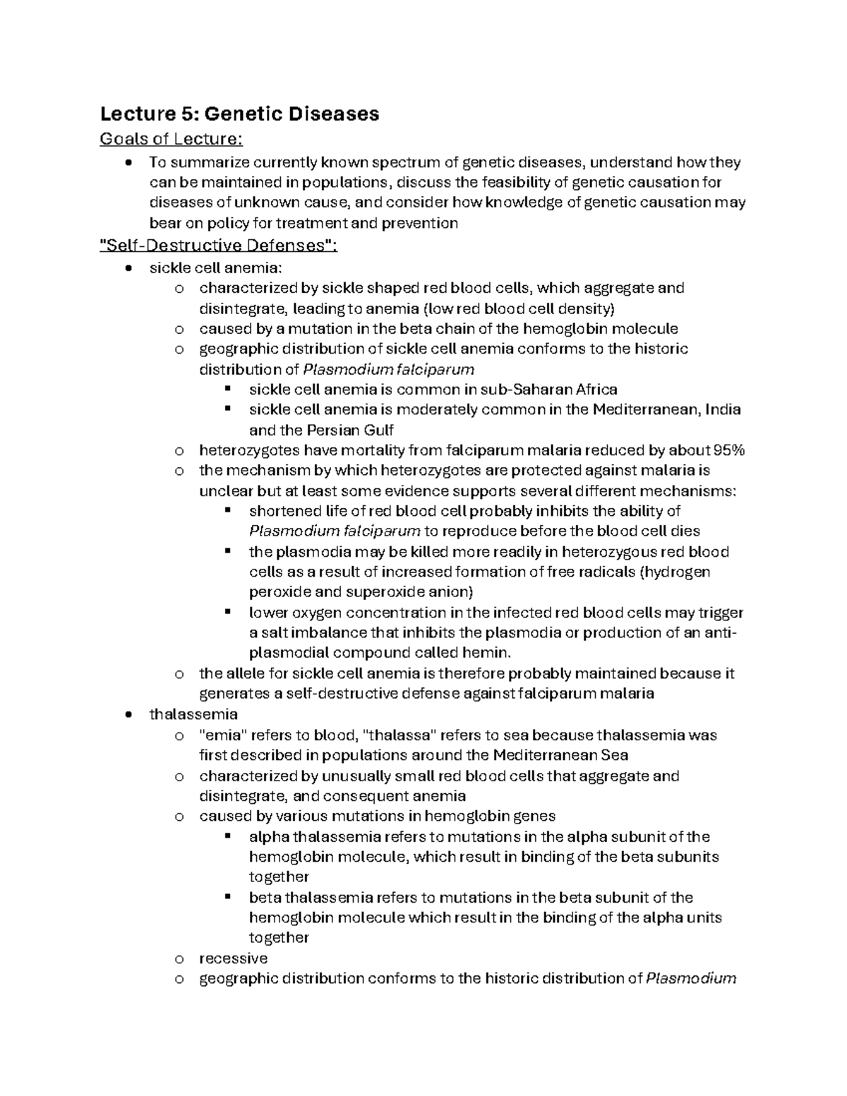 BIOL 372 Lecture 5: Overview of Genetic Diseases and Their Implications ...