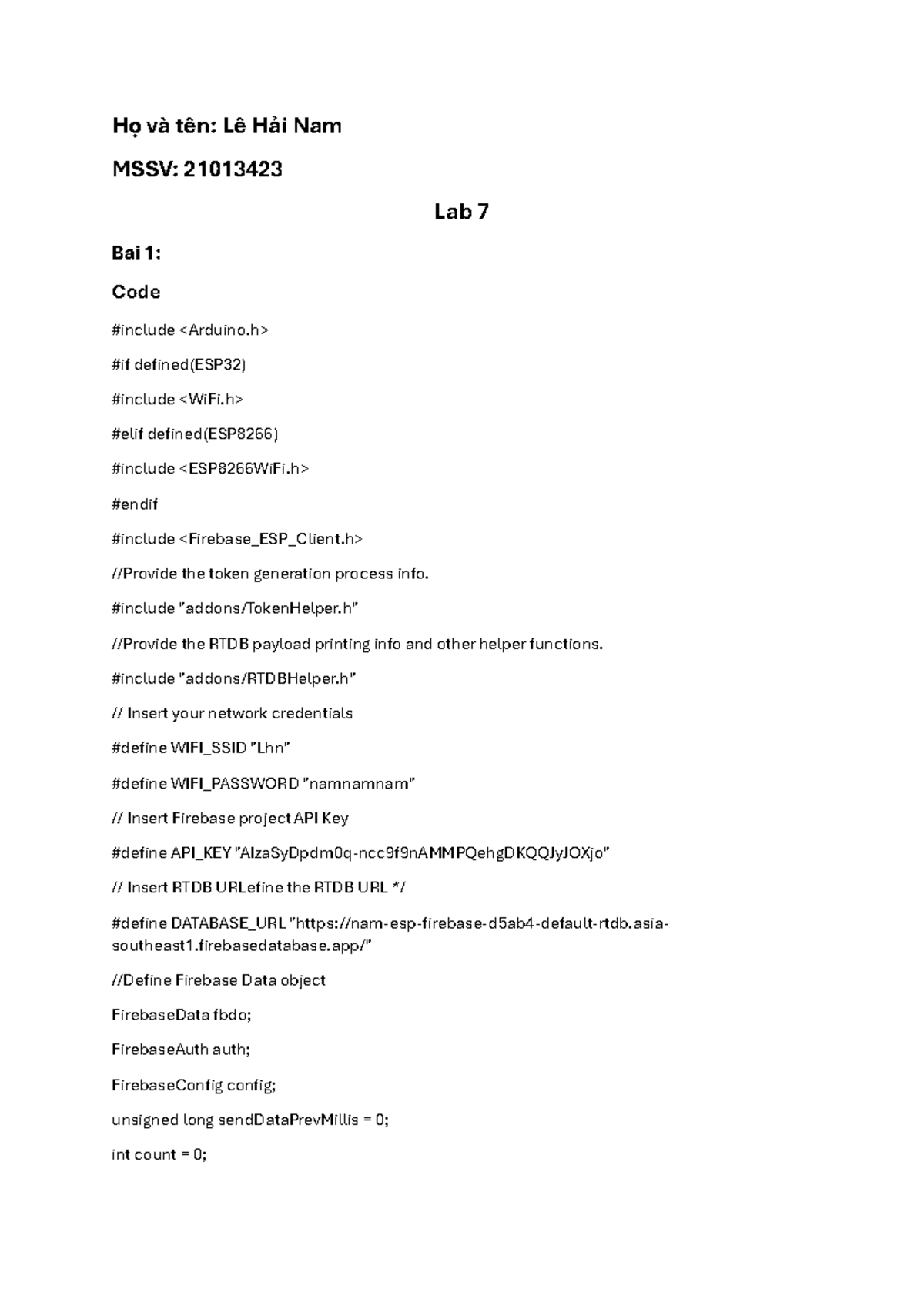 IOT Lab 7: Code and Configuration for ESP32/ESP8266 - Studocu