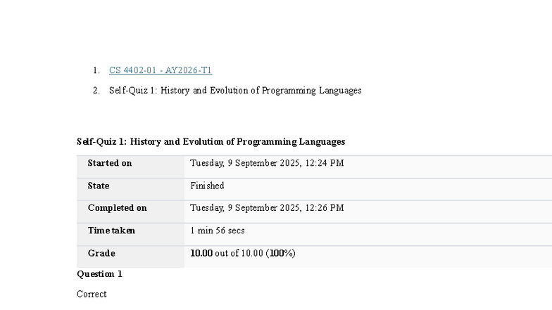 CS 2.1: History & Evolution of Programming Languages Self-Quiz - Studocu
