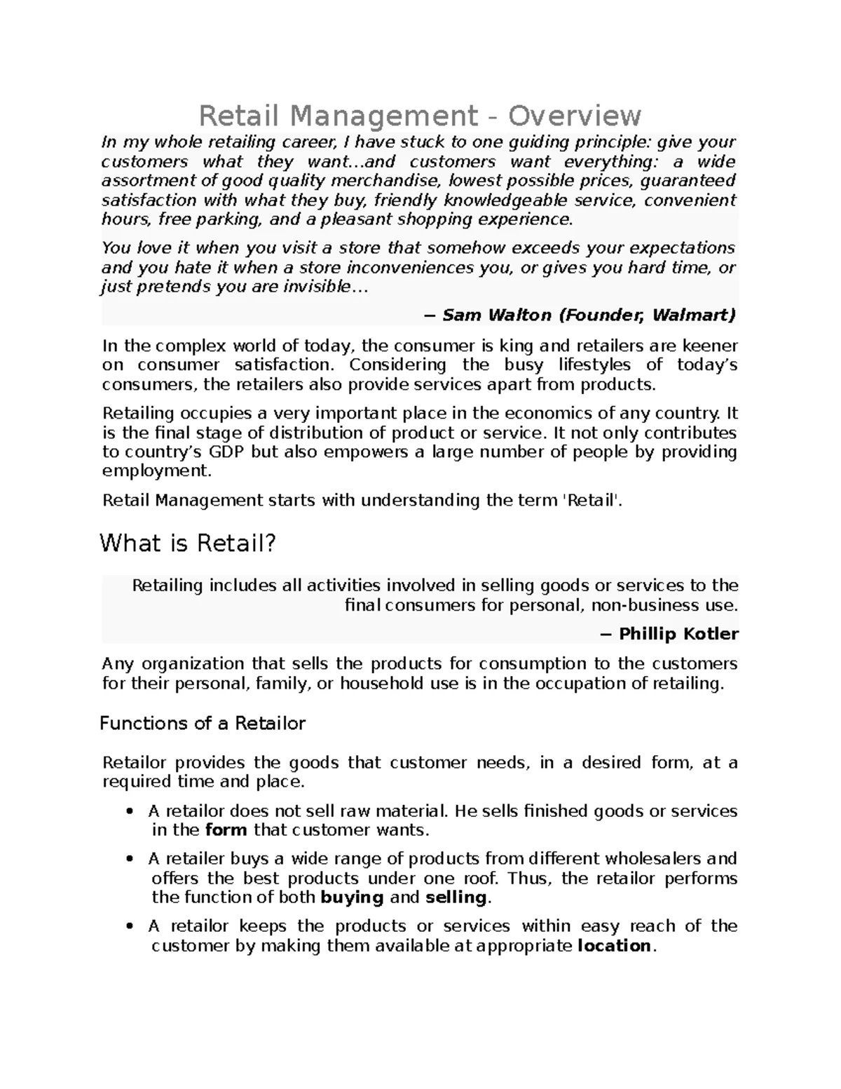 Retail Management MCQ Questions and Answers Part – 1 - SAR Publisher ...