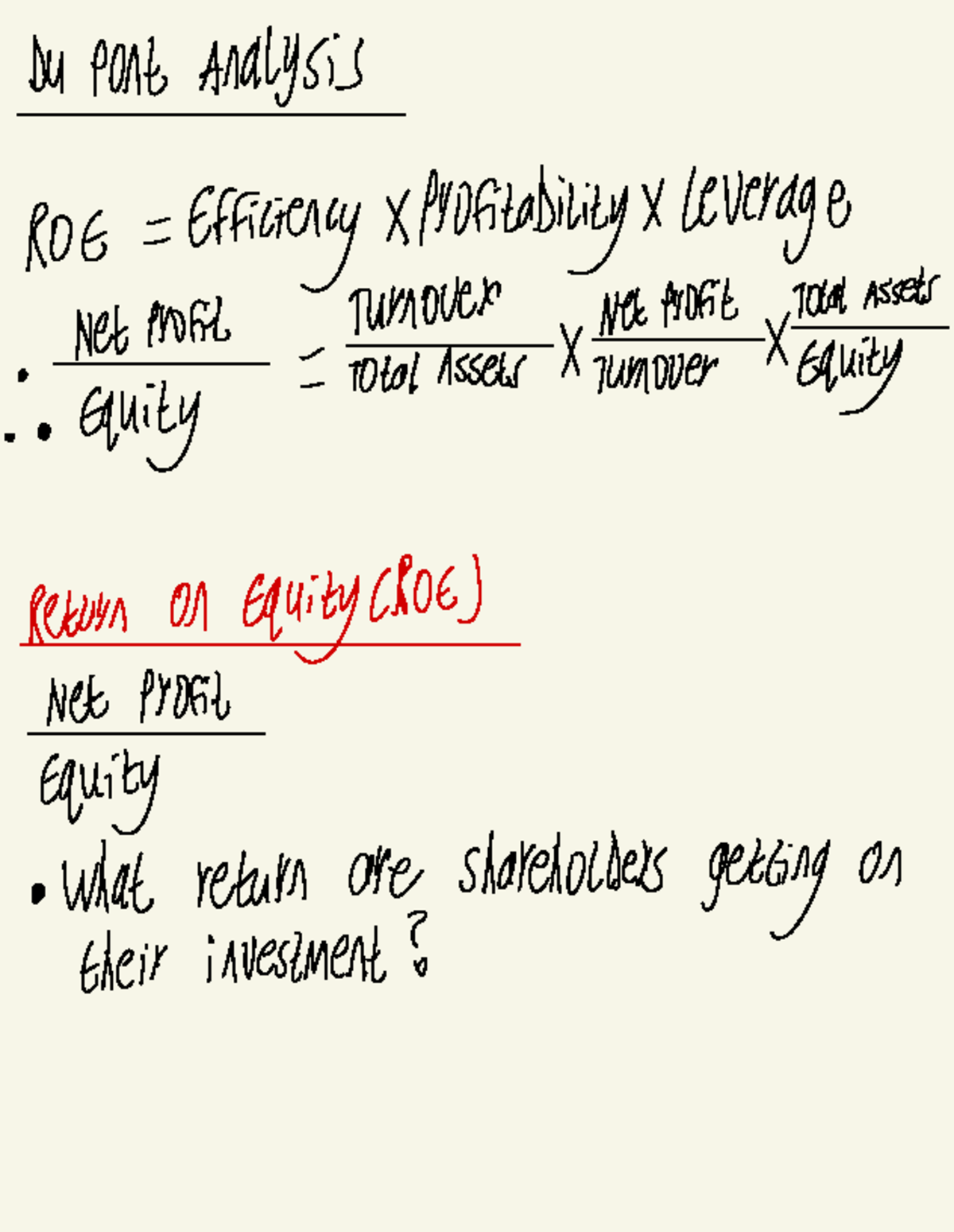 Du Pont Notes - Basic summary on Du Pont Analysis for Financial ...
