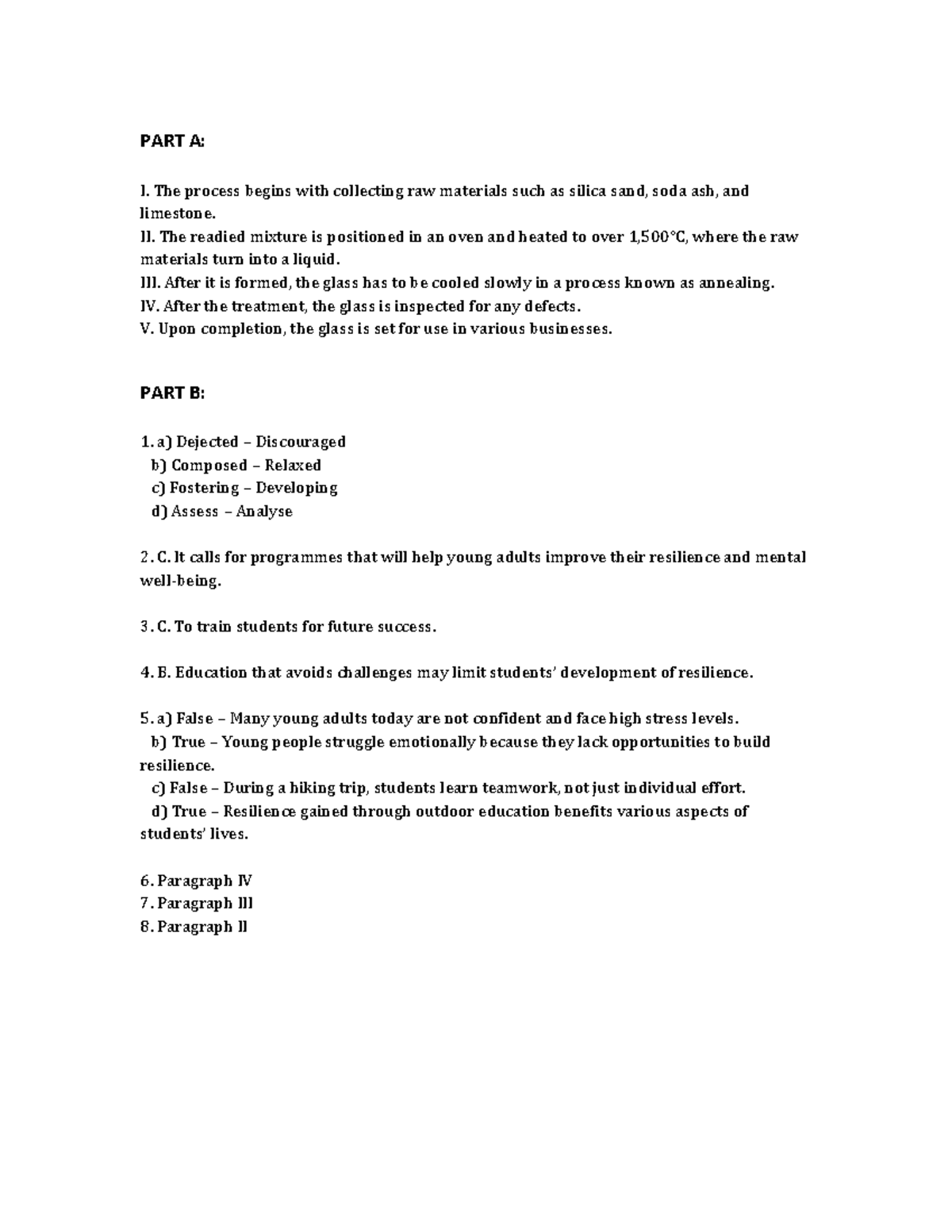 LCC Final Exam Study Notes: Glass Production & Resilience Development ...