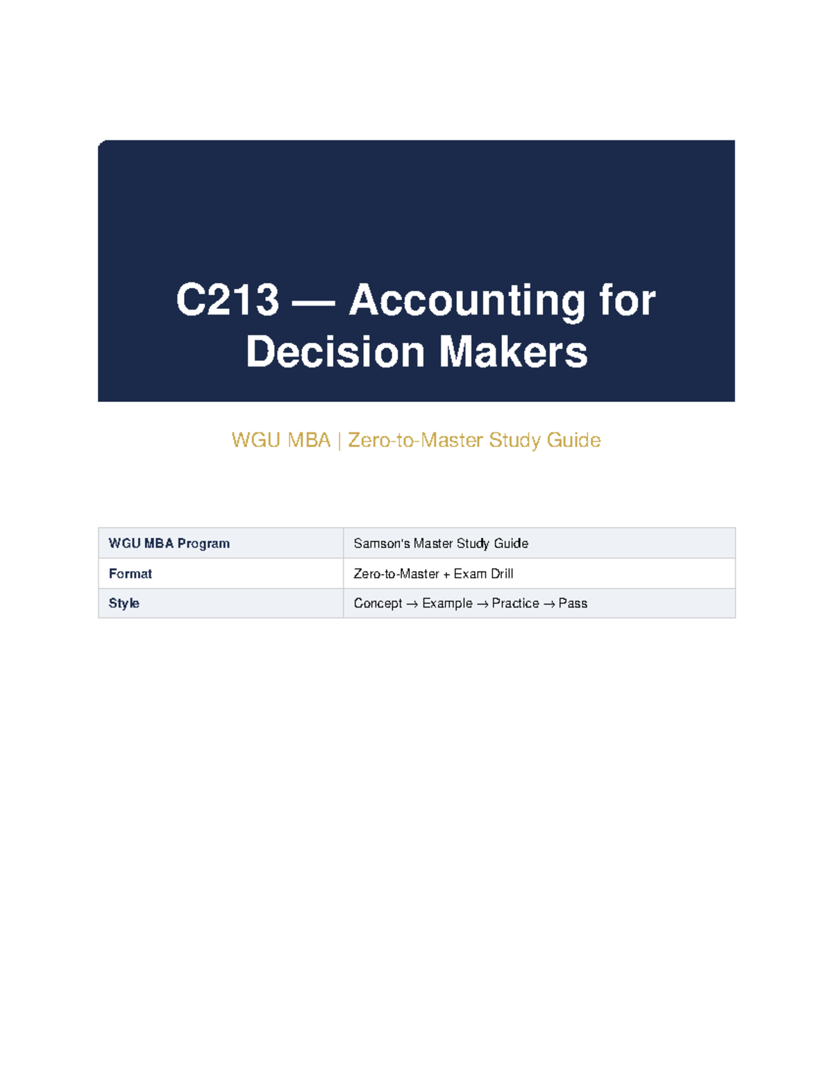 C213 Accounting for Decision Makers: Comprehensive Study Guide - Studocu