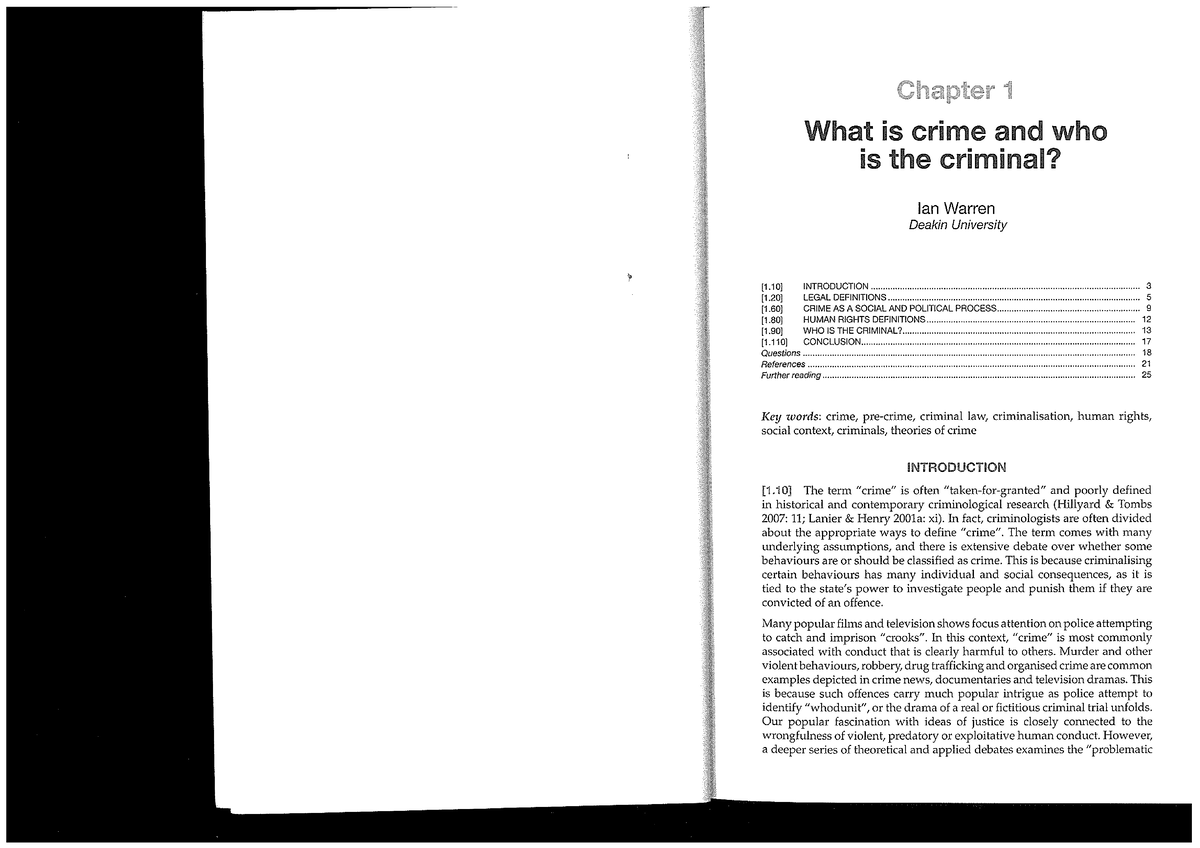 Crime & Justice: Understanding Crime and the Criminal - Chapter 1 - Studocu