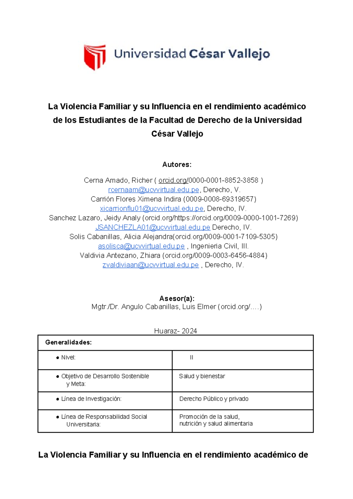 La Violencia Familiar y su Impacto en el Rendimiento Académico de ...