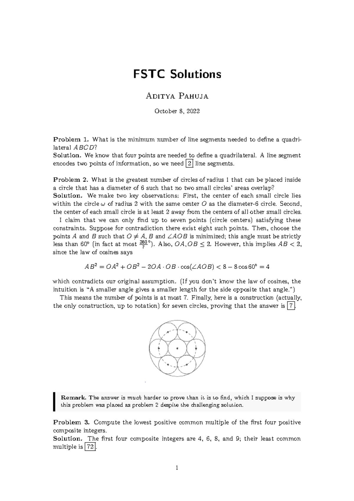 FSTC 10 4 Solutions to Math Problems and Explanations - Studocu