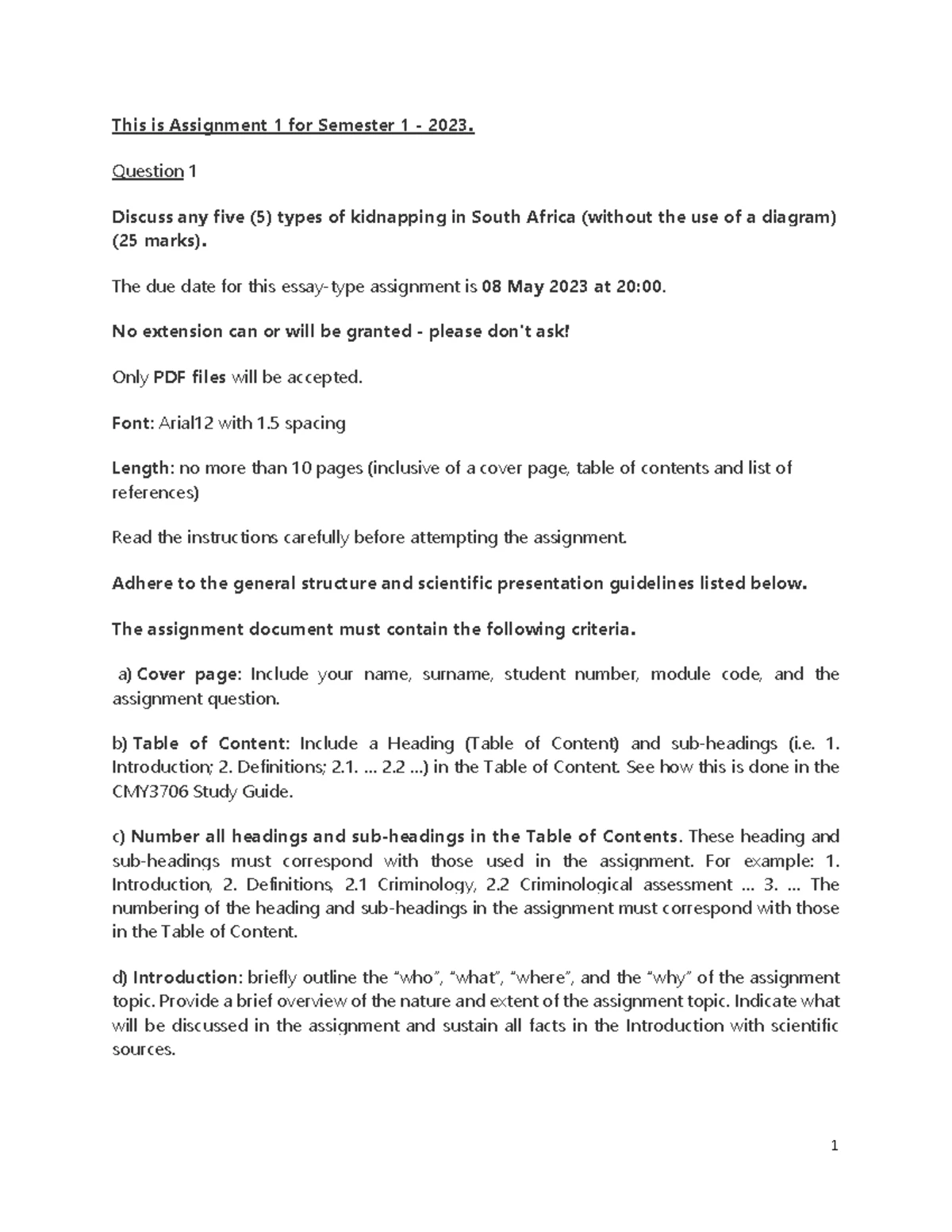 CMY3706 Assignment 1 MEMO: Aggravated Robbery Analysis - Studocu
