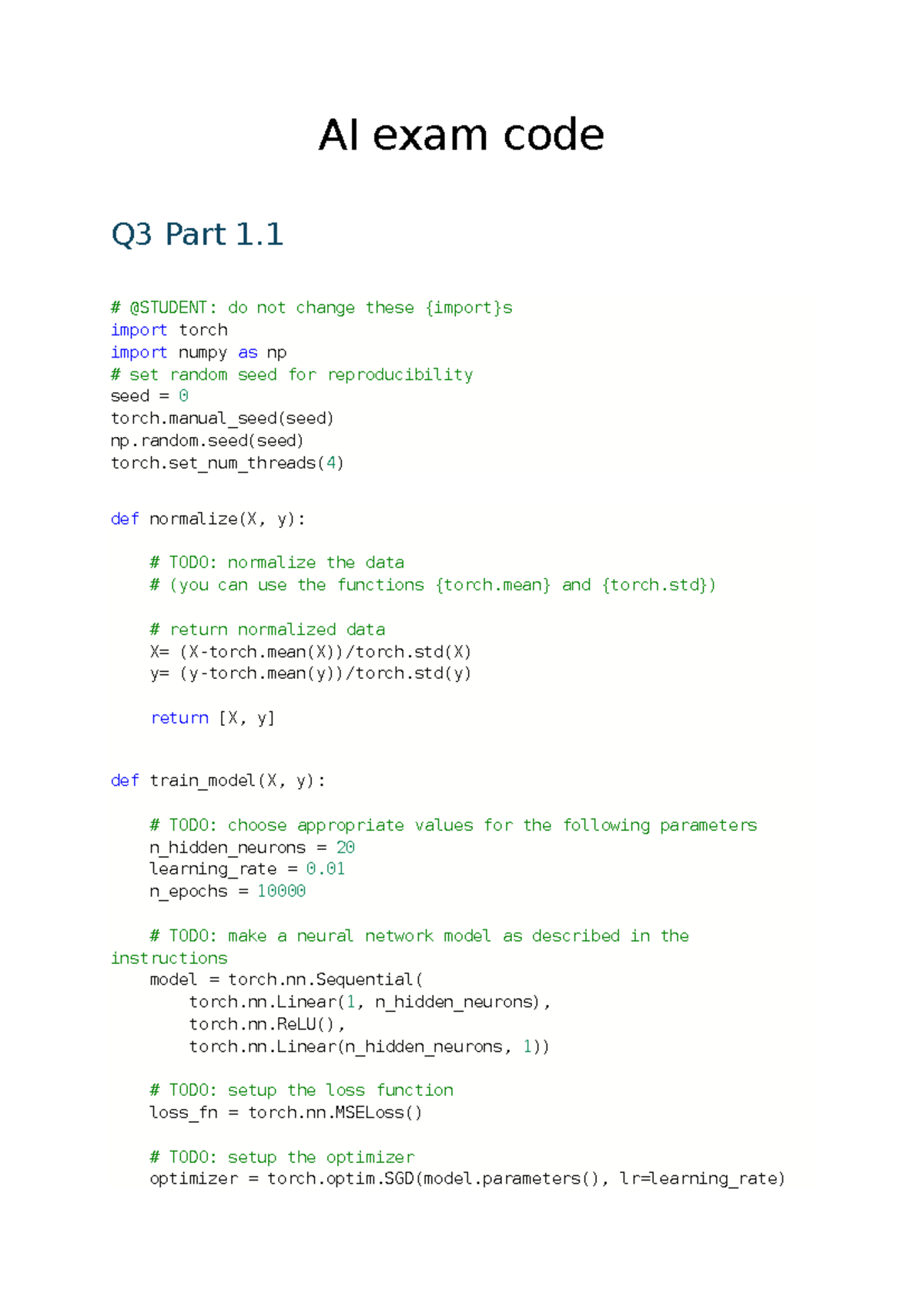 AI Exam Practice Code Solutions (Code: AI 101) - Studeersnel