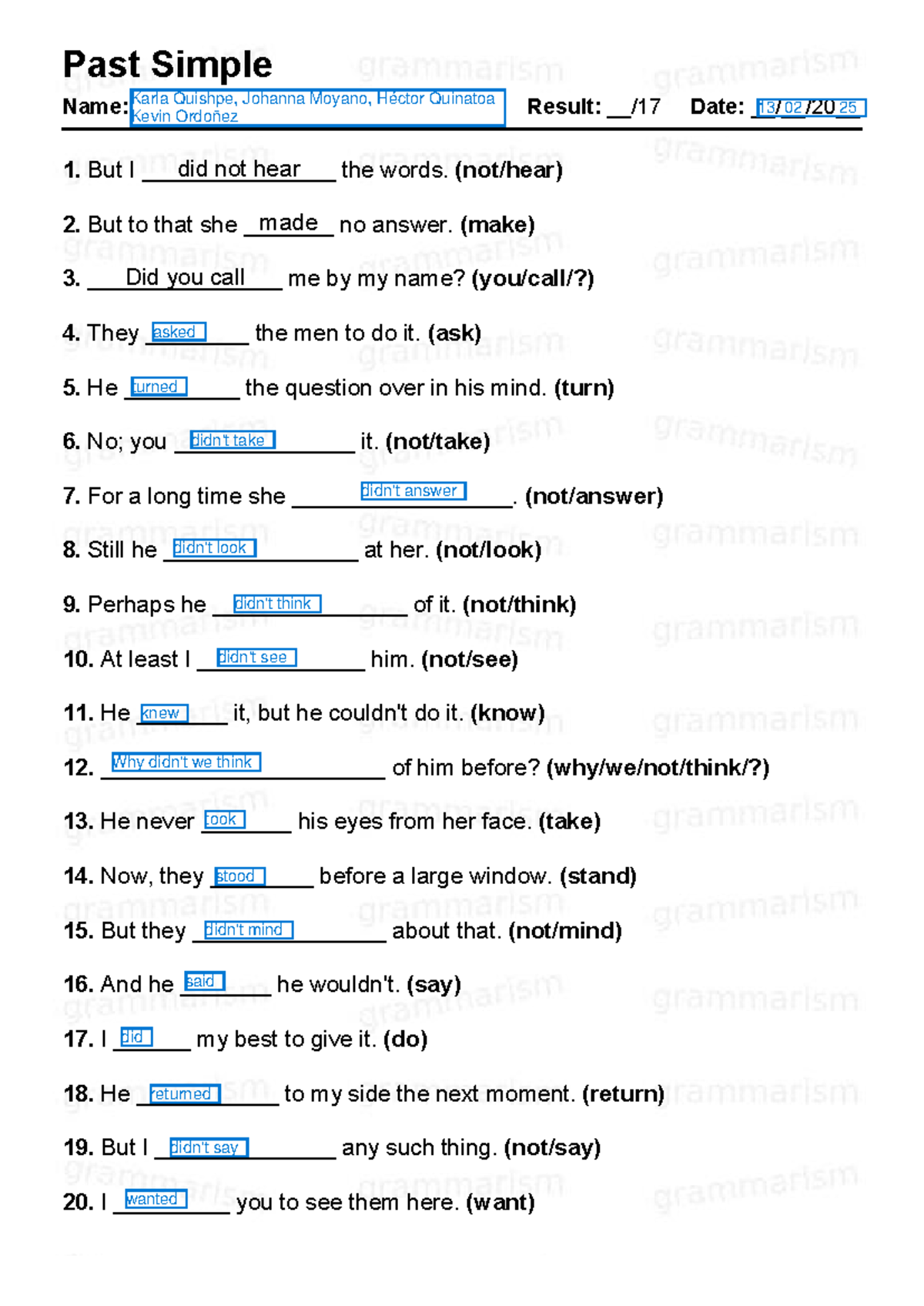 Past Simple Quiz: Practice Exercises and Answers - Studocu