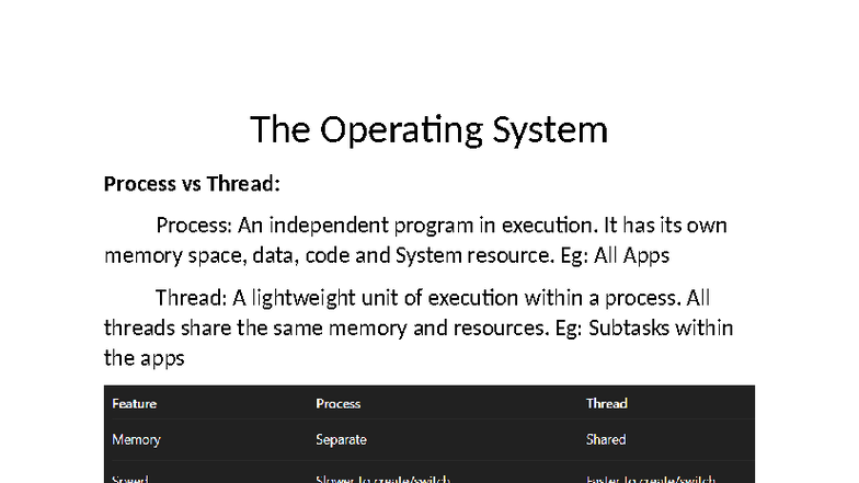 Operating System Concepts: Processes, Threads, and Memory Management ...