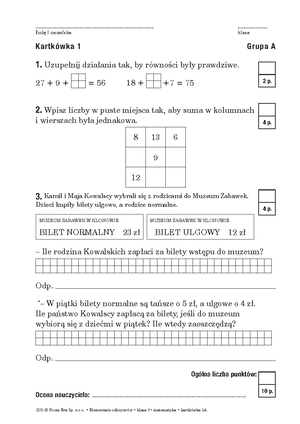 Sprawdzian Semestralny Z Matematyki Z Kluczem Kl 4