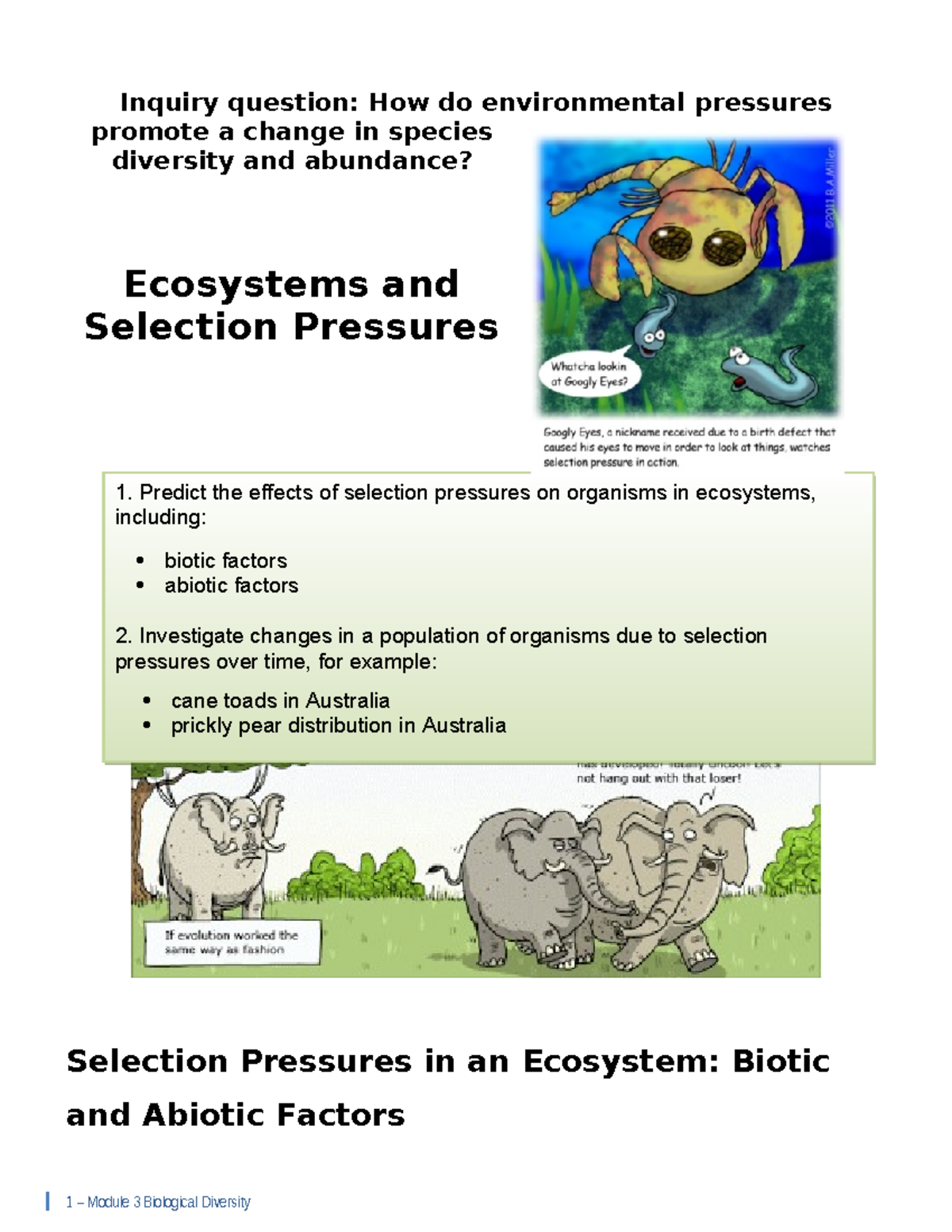 Ecosystems and Selection Pressures: Module 3 Insights 2023 - Studocu