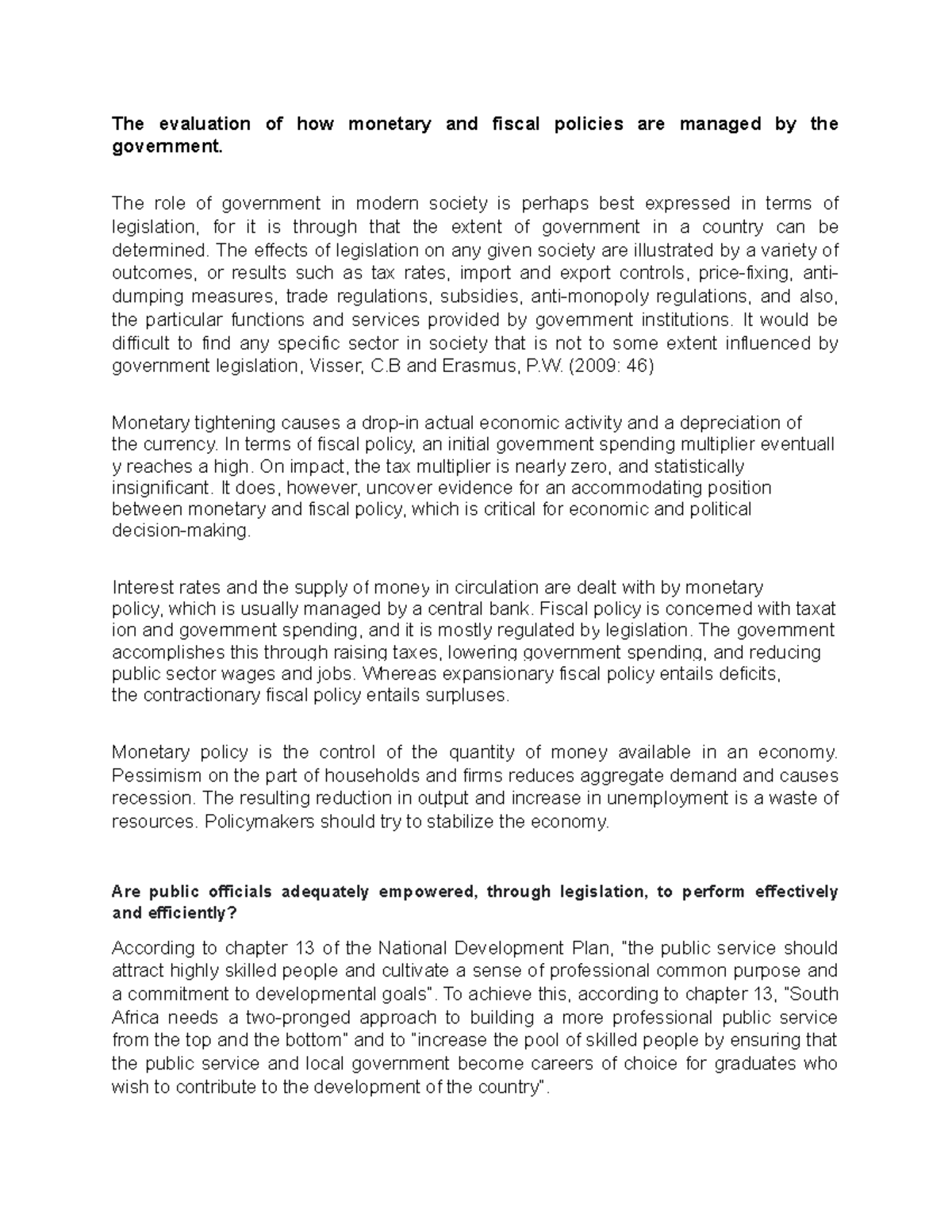 Week 5 Activity: Evaluation of Monetary and Fiscal Policies - Studocu