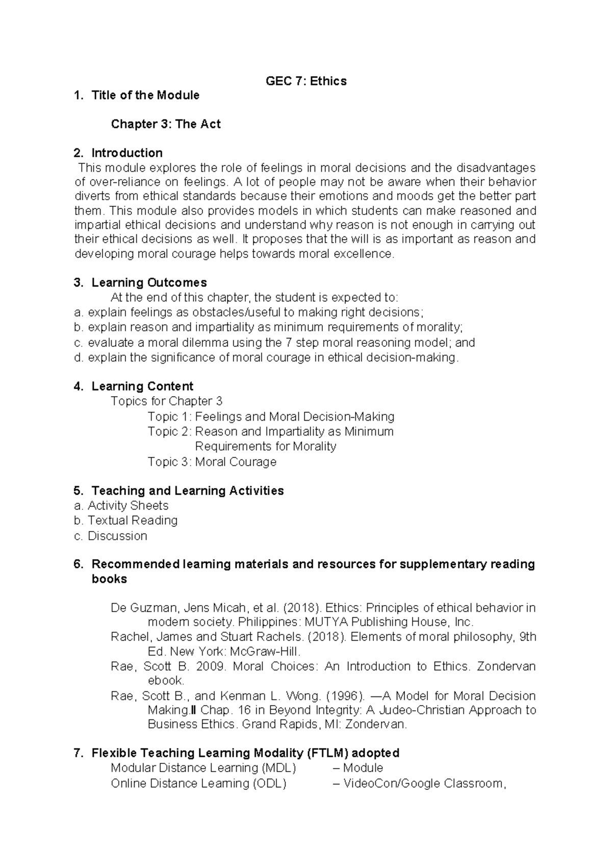 GEC 7: Ethics Module - Chapter 3: The Role of Feelings in Morality ...