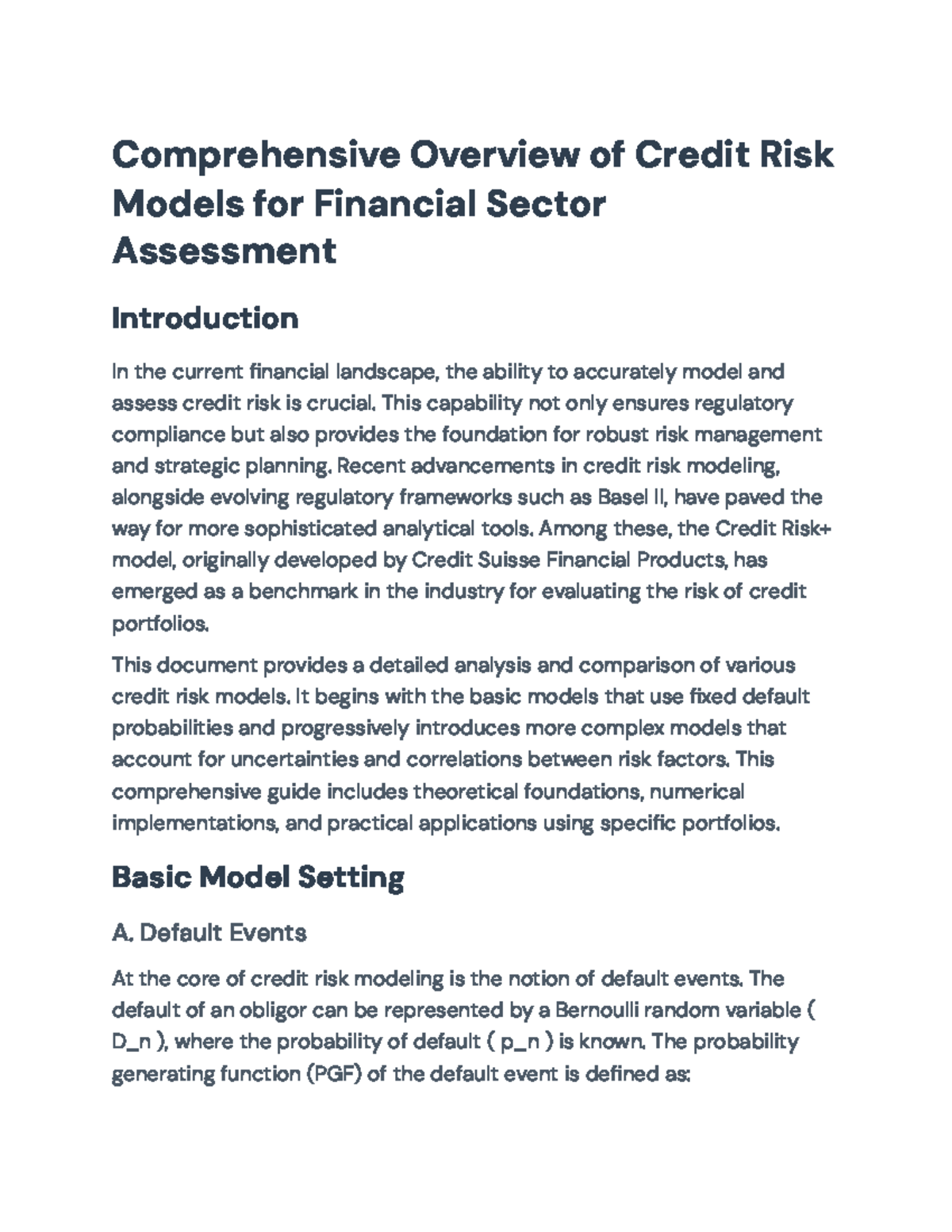 Comprehensive Credit Risk Modeling Strategies for Financial Assessments ...