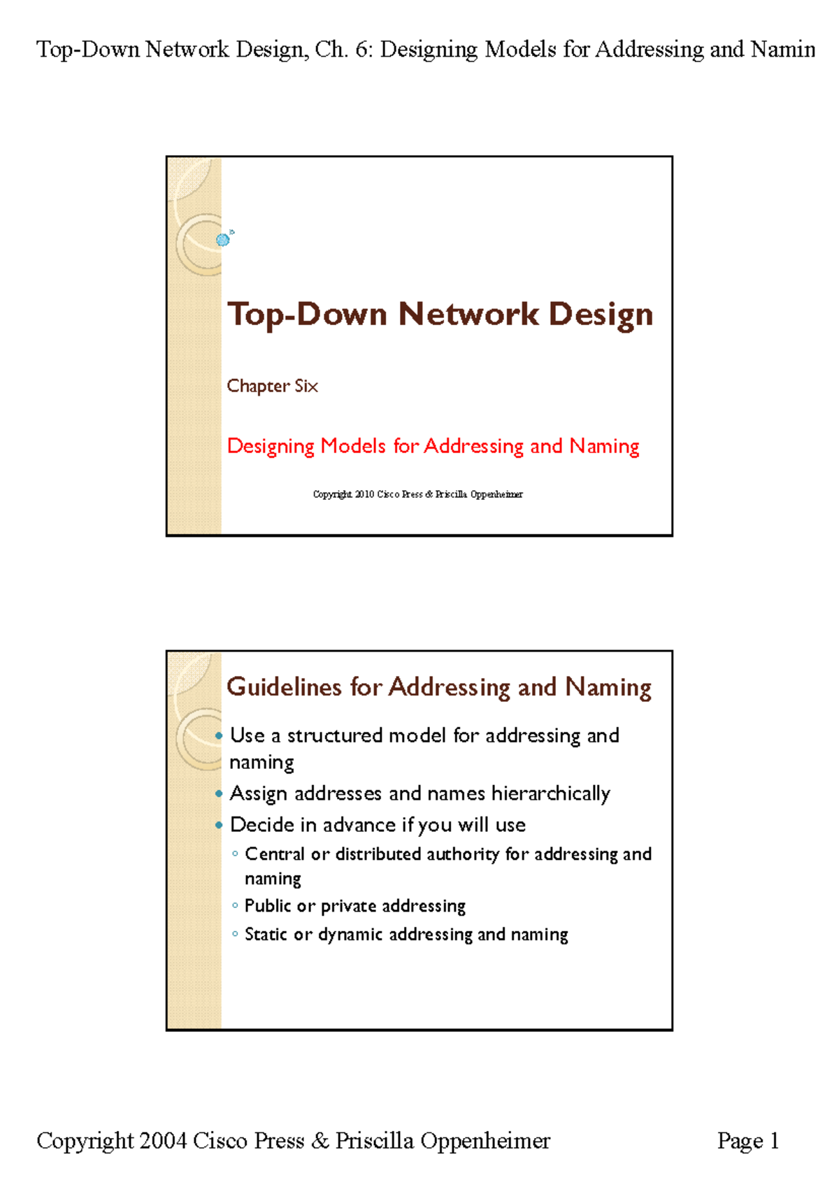 Network Design, Ch. 6: Addressing and Naming Models Explained - Studocu