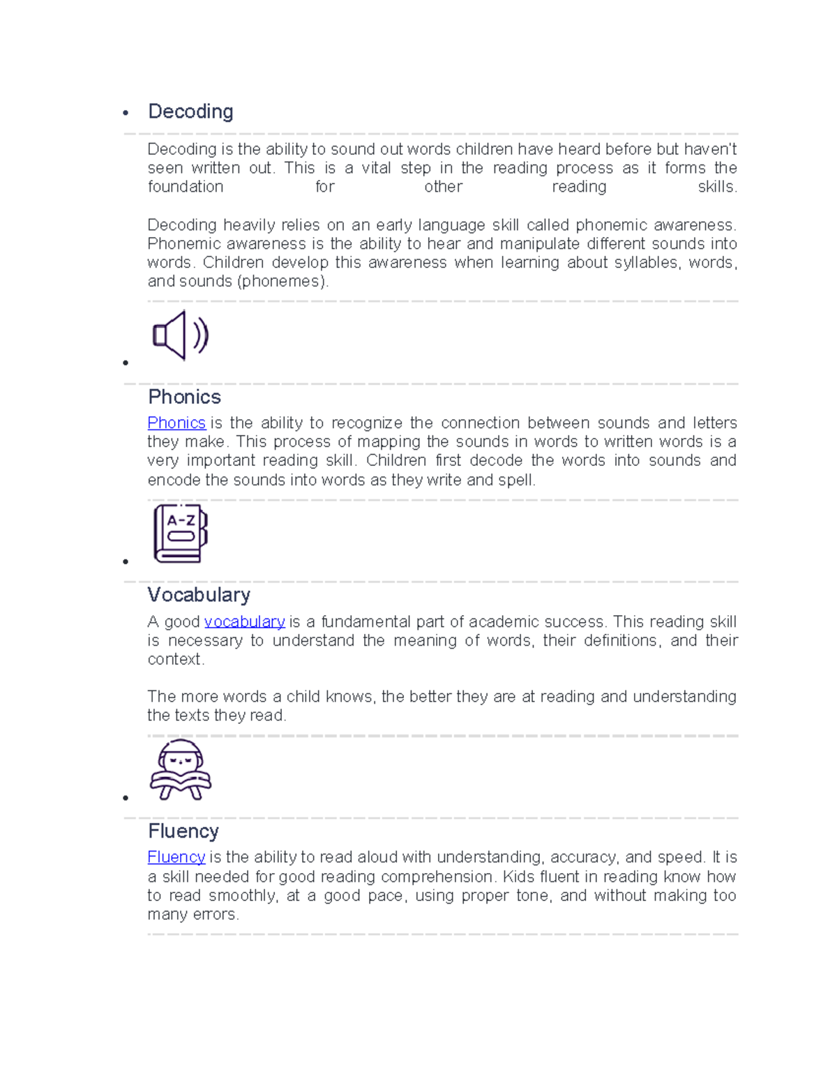 Types of Reading Skills: Decoding, Phonics, and Comprehension - Studocu