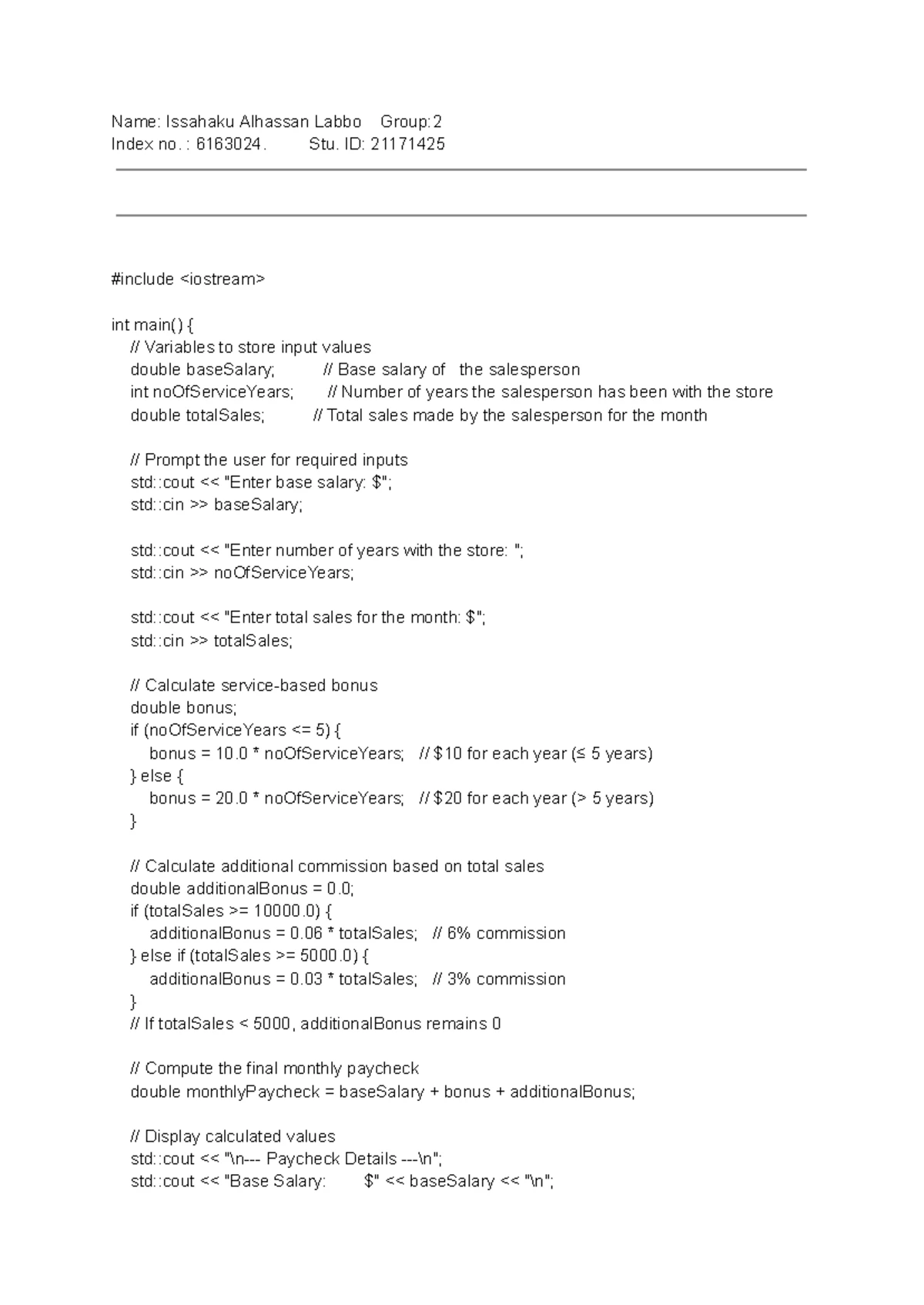 Cpp Challenge 2 - Week 2 Coding Project Assignment - Studocu