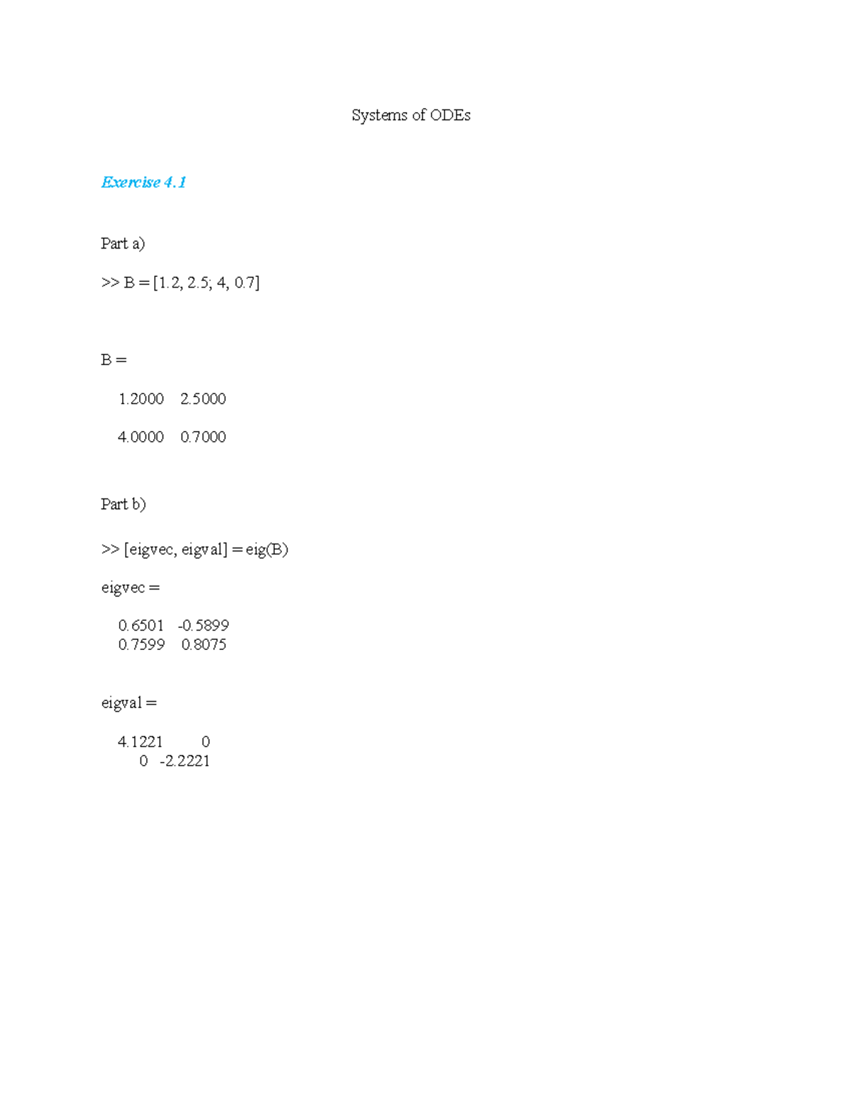 Systems of ODEs Math Lab Week 8 Assignment Solutions and Analysis - Studocu