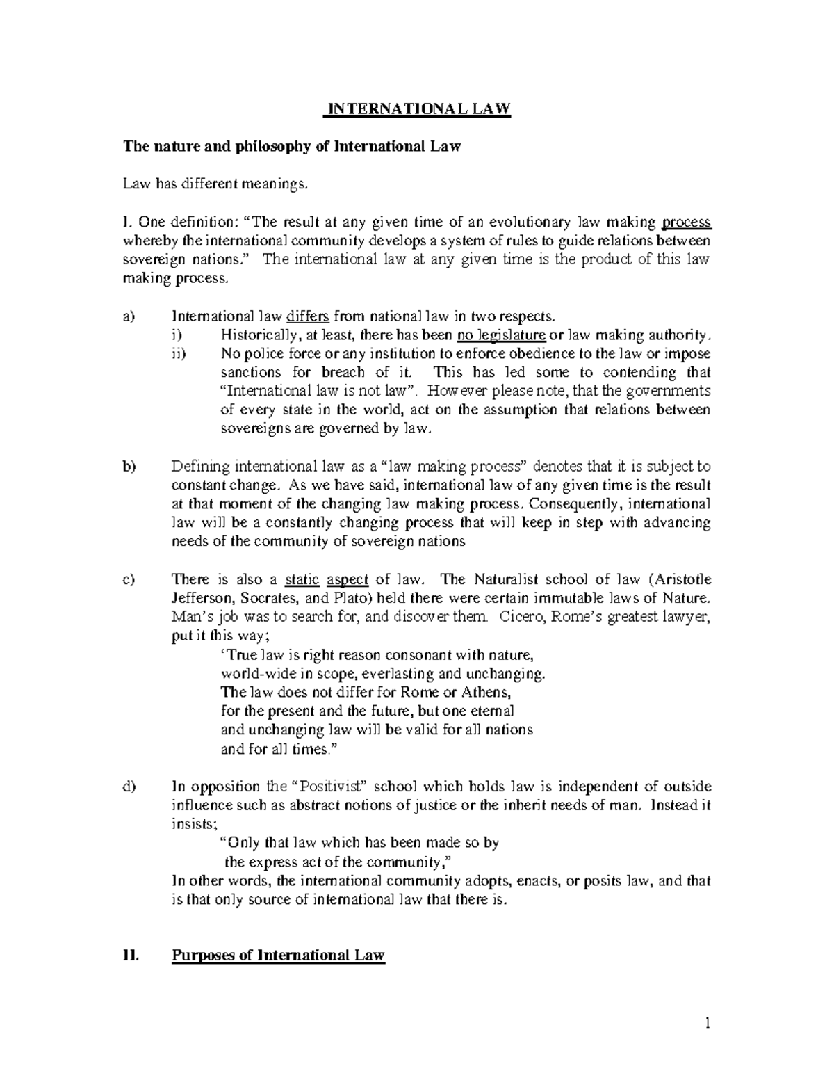International Law Notes - Concepts, Purposes, and Historical Evolution ...