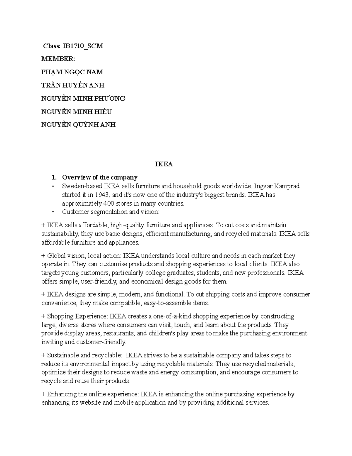 IKEA Business Strategy Analysis - IB1710_SCM Class Notes - Studocu