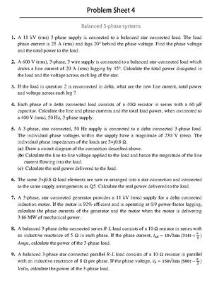 Problem Sheet 4 - Solutions - Problem 1 The circuit diagram of the load ...