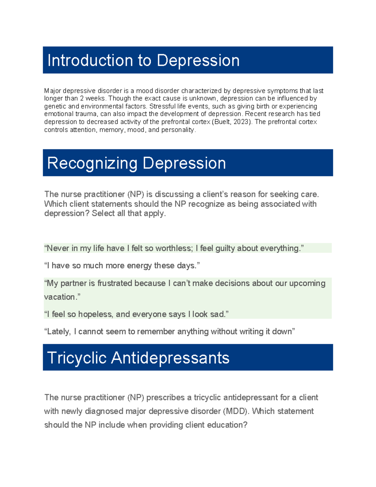 Edapt MDD Overview: Understanding Major Depressive Disorder - Studocu