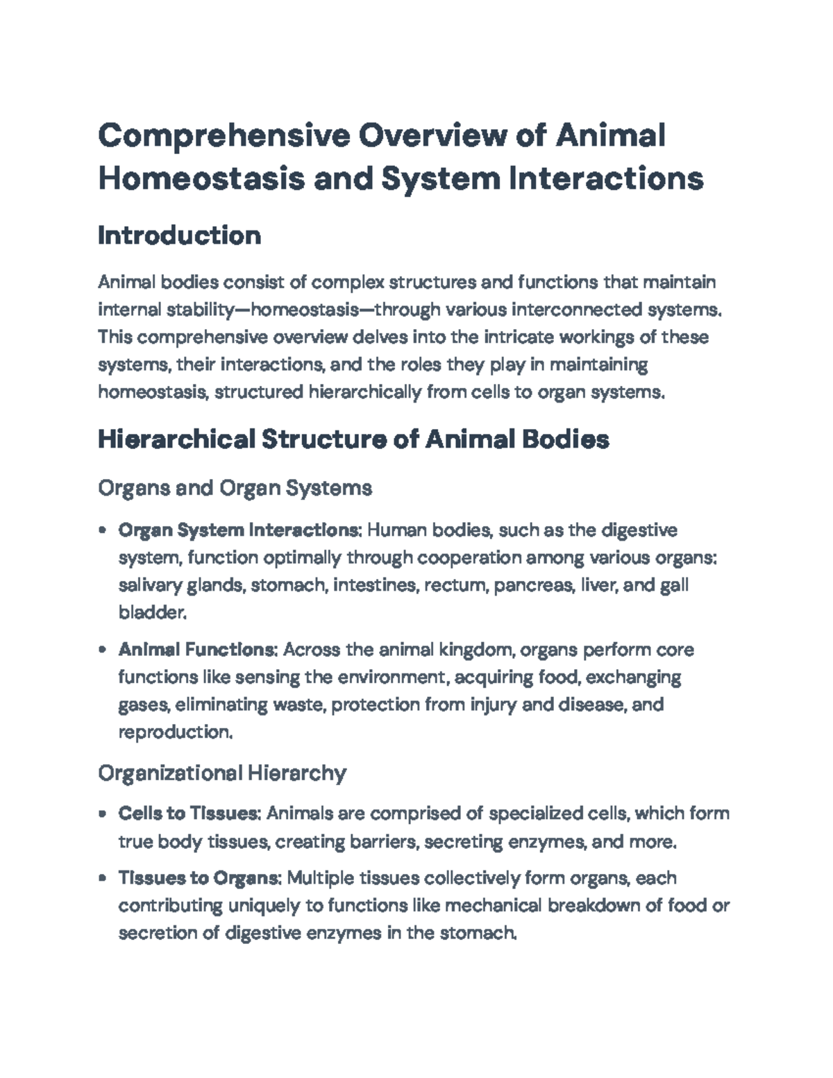 Comprehensive Guide to Animal Homeostasis and System Interactions ...
