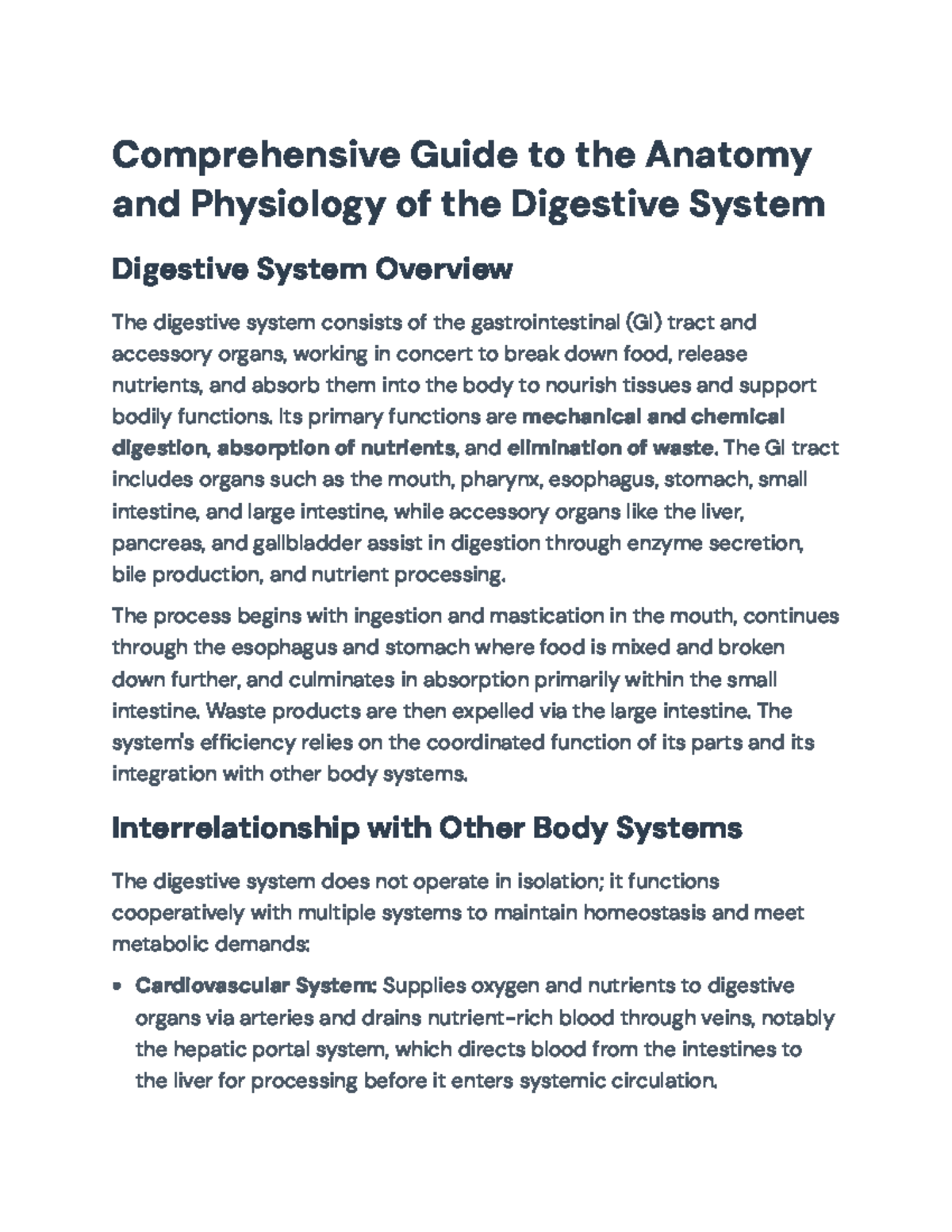 Comprehensive Guide to Digestive System Anatomy and Physiology ...