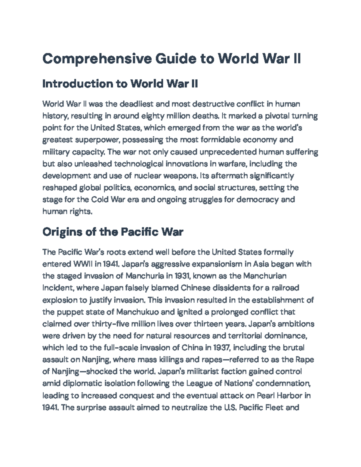 World History 202: Comprehensive Guide to World War II - Comprehensive ...